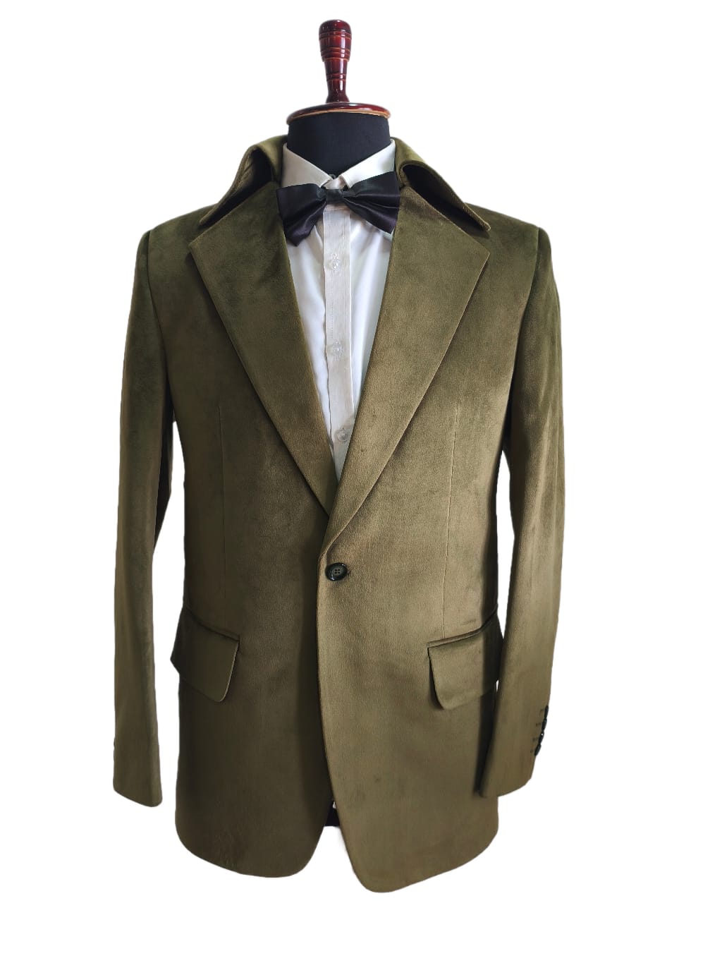 Men Olive green Velvet coat Jacket