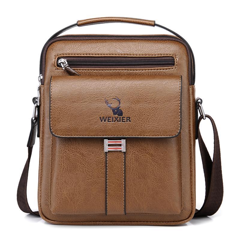 Leather Messenger Crossbody Shoulder Bag For Men Adjustable Straps With  Metal Zipper
