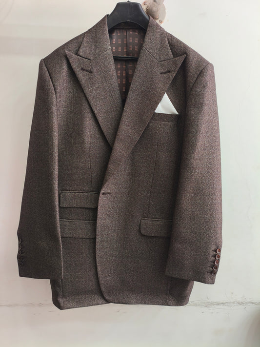 Brown Single breasted 1 button coat