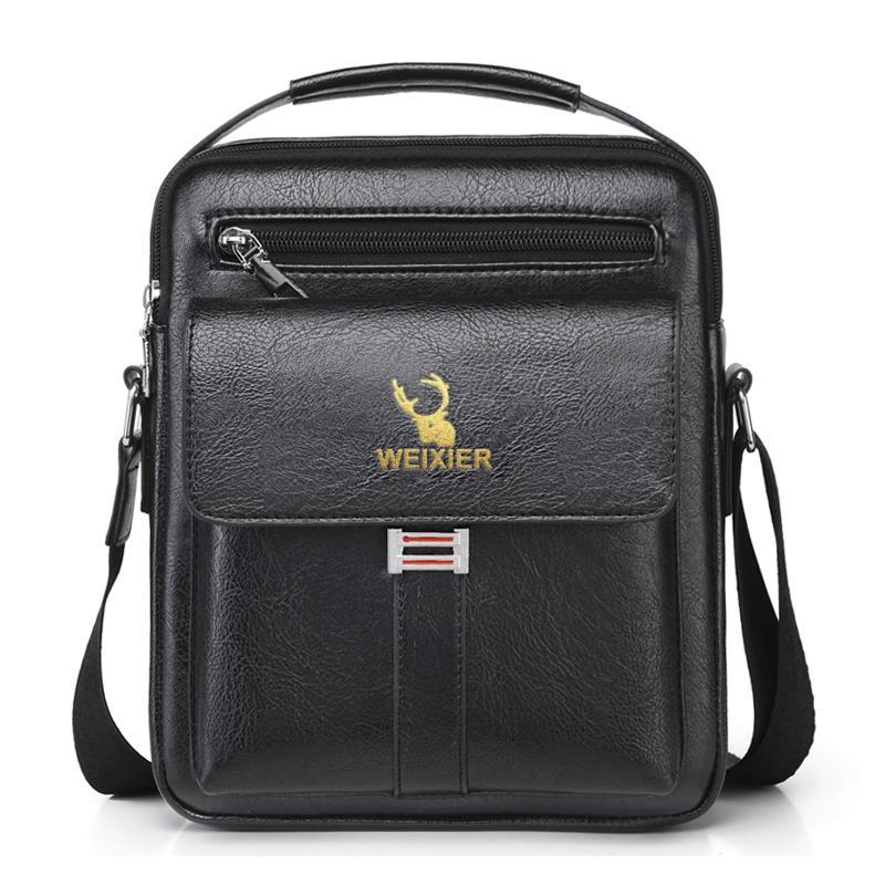 Leather Messenger Crossbody Shoulder Bag For Men Adjustable Straps With  Metal Zipper