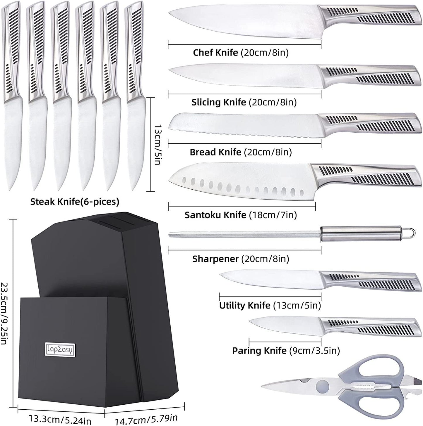 Kitchen Knife Set 15 Piece Knife Sets With Stainless Steel Hollow Handle