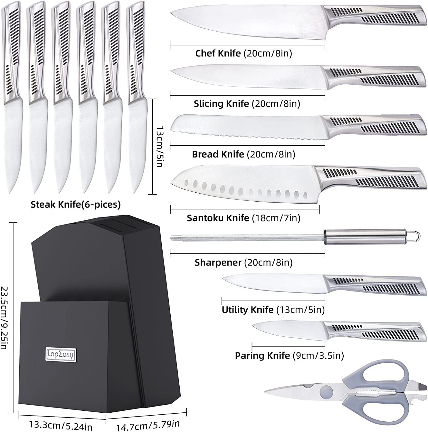 Kitchen Knife Set 15 Piece Knife Sets With Stainless Steel Hollow Handle