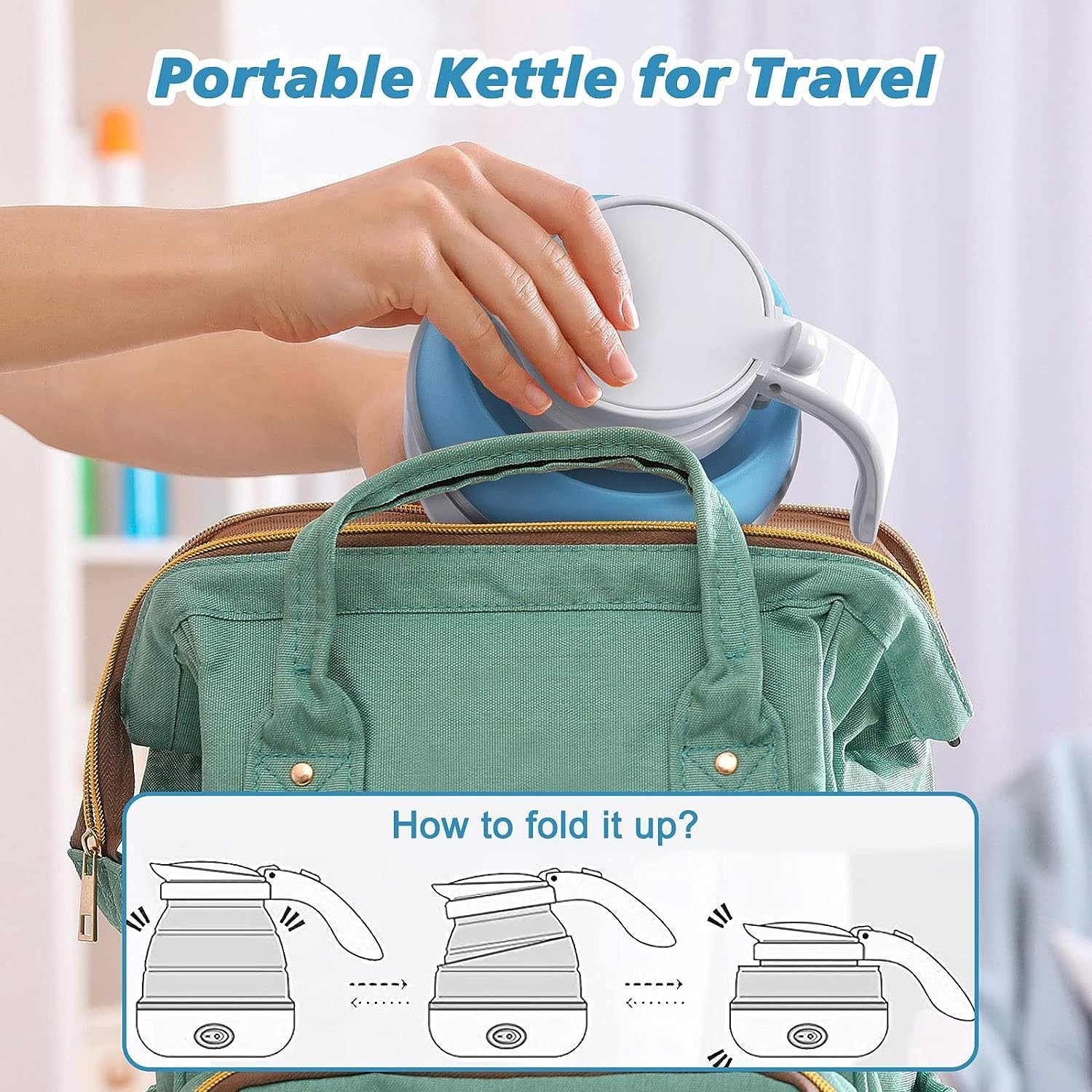 Foldable Electric Kettle, Camping Kettle, Mini Travel Kettle, Silicone Electric Water Boiler.