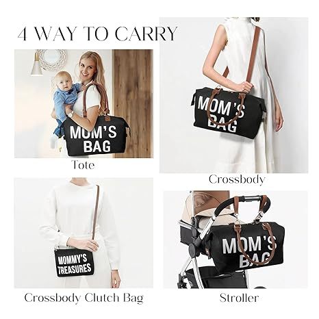 Weekender Bag, Travel Duffel Bag For Women, Traveling Mom Bag ,3Pcs Set