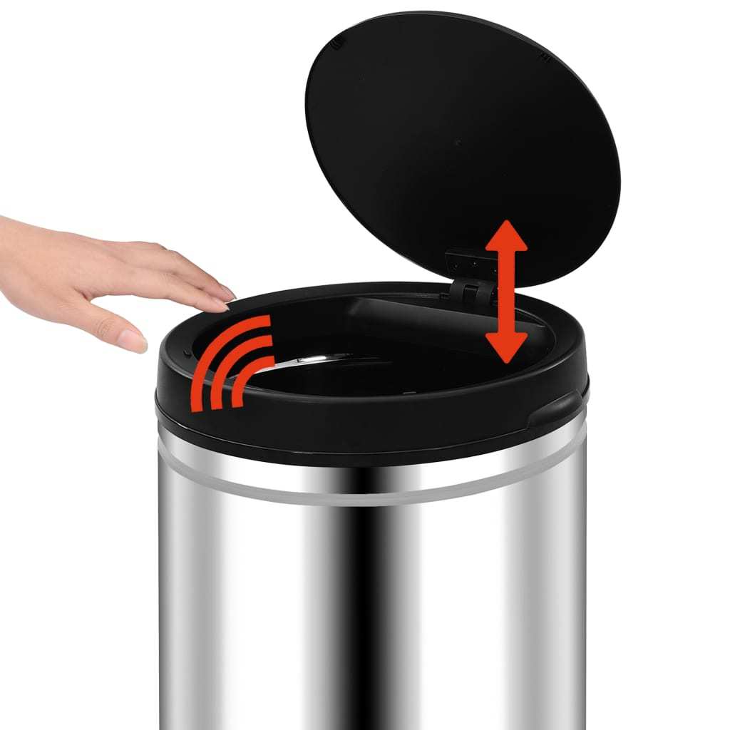 vidaXL Automatic Sensor Dustbin 60 L Stainless Steel