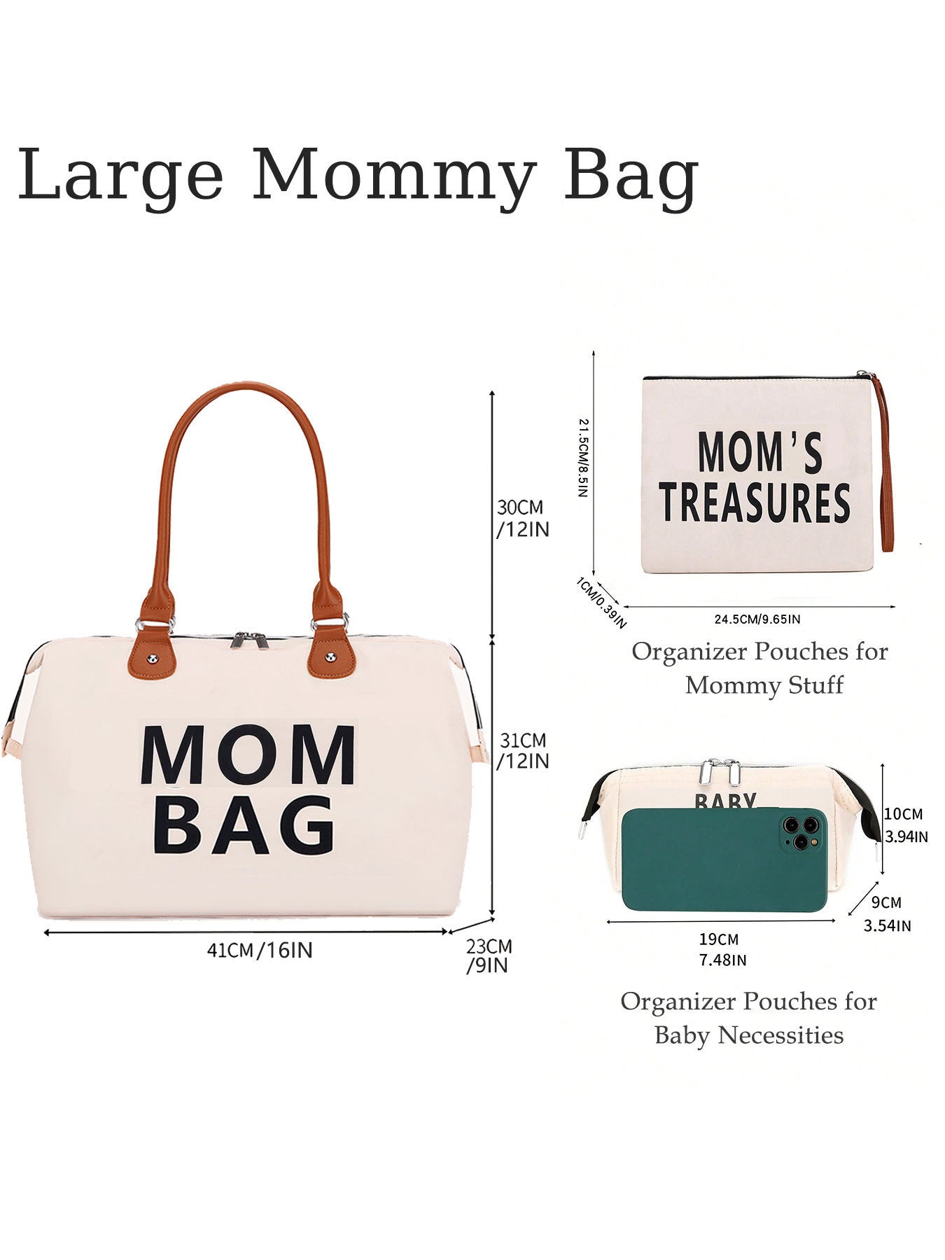 Weekender Bag, Travel Duffel Bag For Women, Traveling Mom Bag ,3Pcs Set