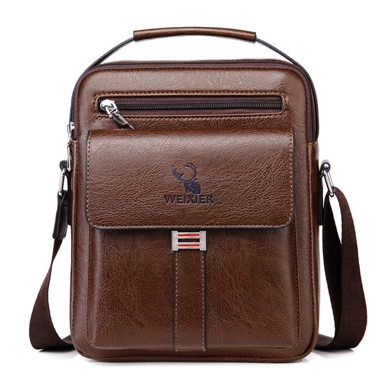 Leather Messenger Crossbody Shoulder Bag For Men Adjustable Straps With  Metal Zipper