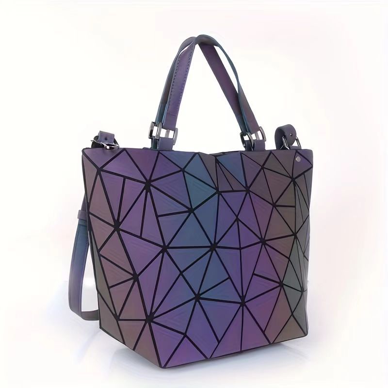Women Vintage Rhombic Shoulder Bag, Crossbody Bag, Bucket Tote Bag,