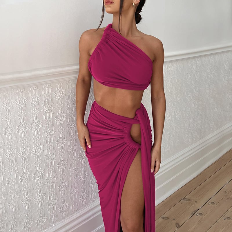 Women Backless, strapless and slit skirt