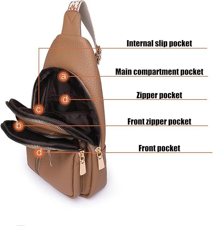 Vintage Style Women's Chest Bag,  Non-Waterproof Zippered Crossbody Bag