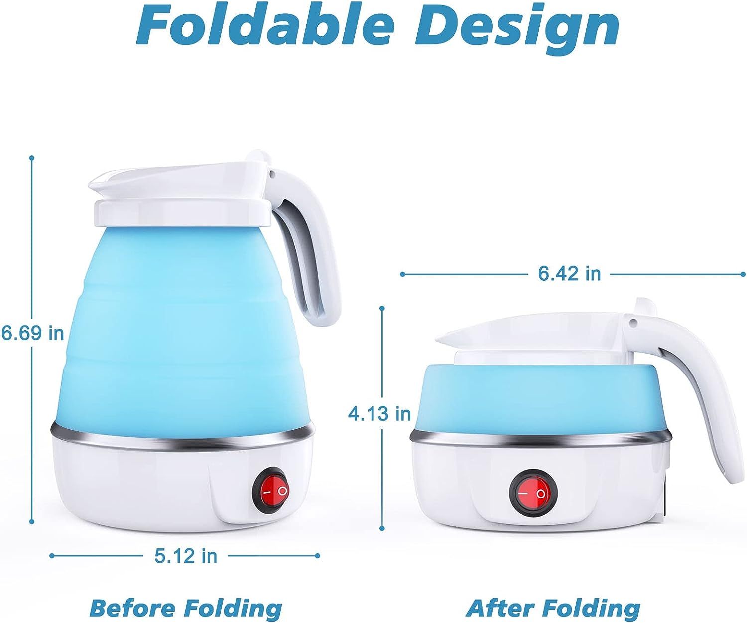 Foldable Electric Kettle, Camping Kettle, Mini Travel Kettle, Silicone Electric Water Boiler.