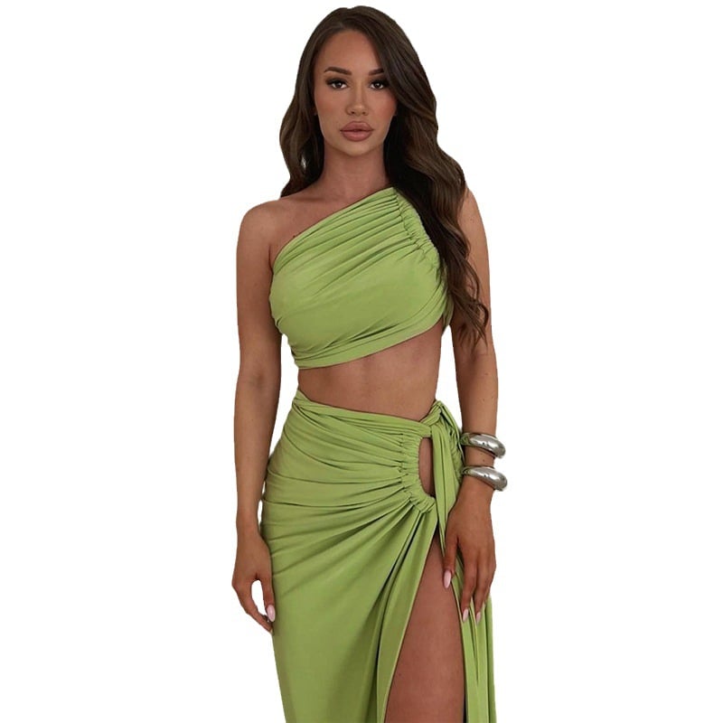 Women Backless, strapless and slit skirt