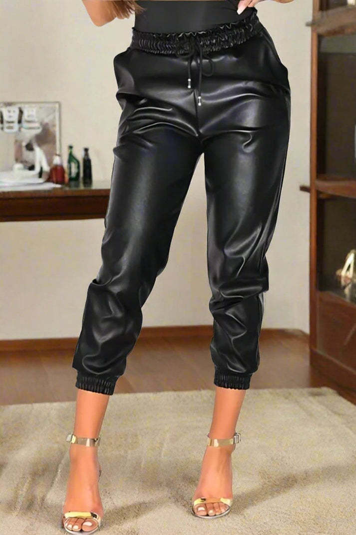 Women Wet Look PU Faux Leather Look