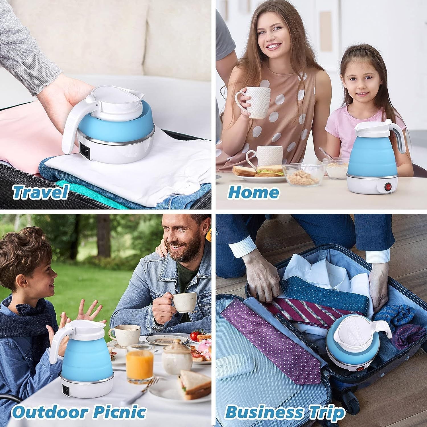 Foldable Electric Kettle, Camping Kettle, Mini Travel Kettle, Silicone Electric Water Boiler.