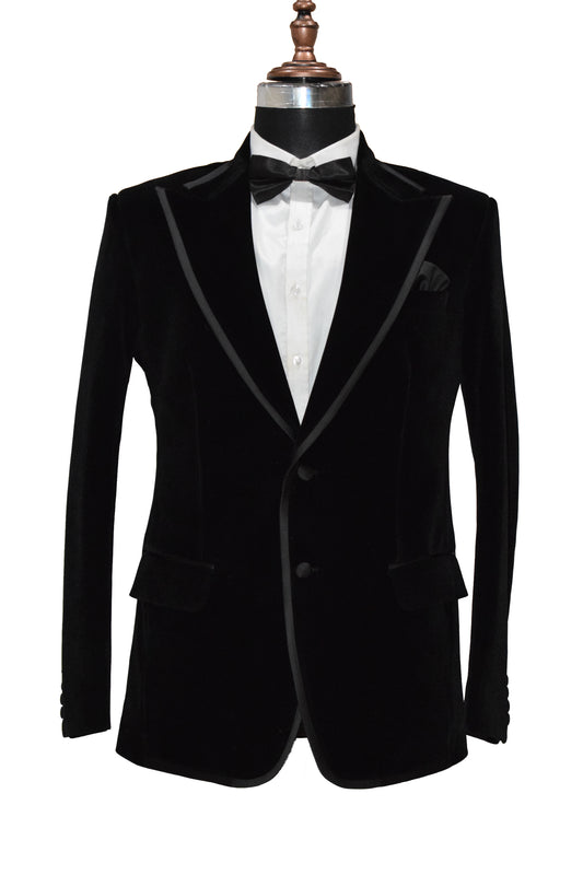 Men Black Velvet Smoking Jacket