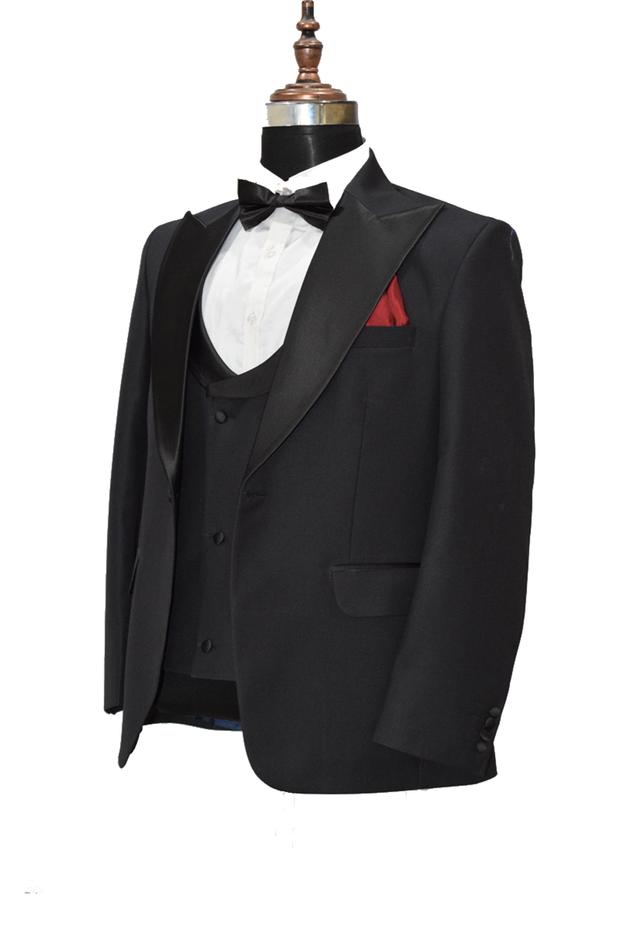 Men Elegant Black Three-Piece Suit for Business & Formal Events