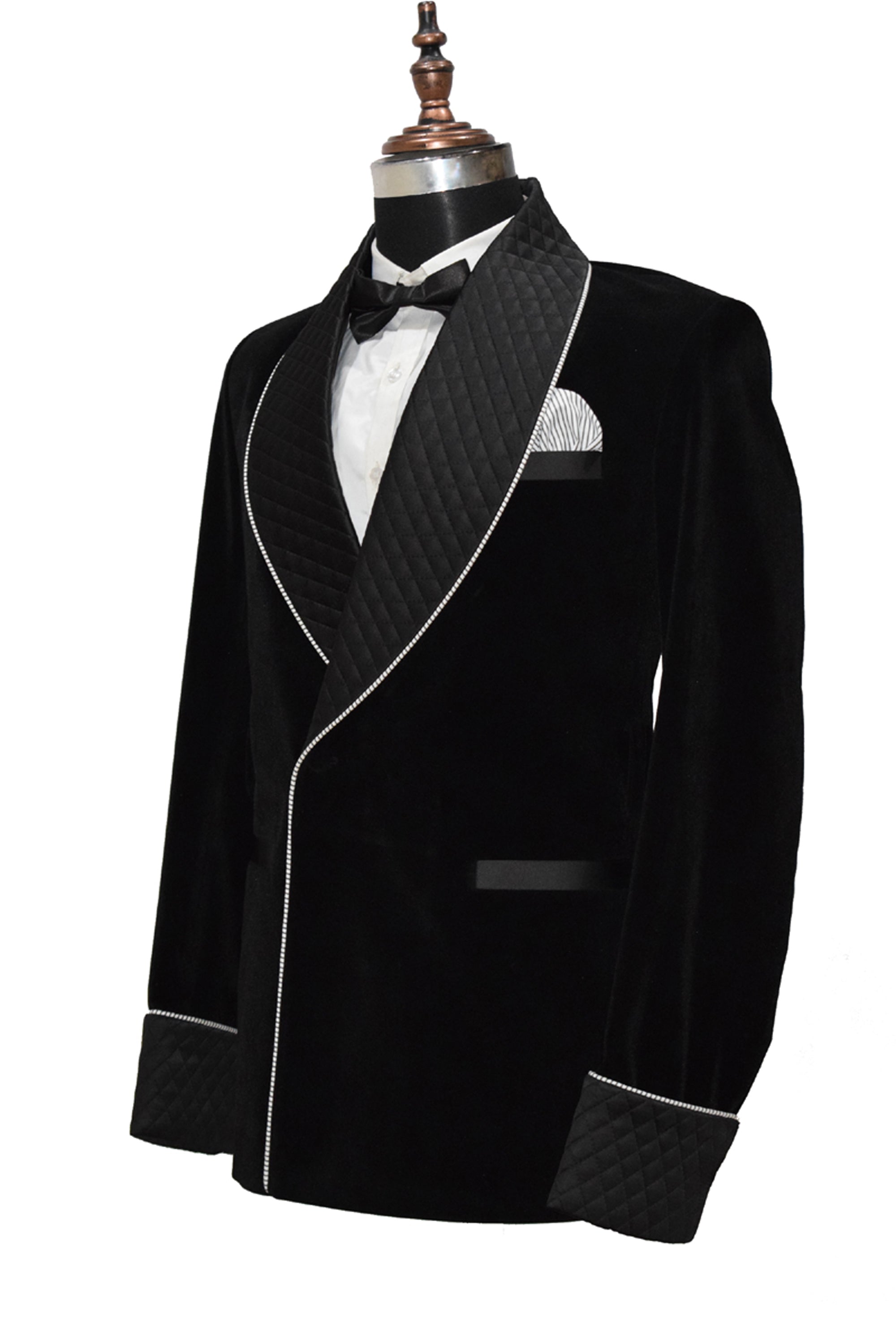 Men Black Velvet Smoking Jacket Classic Style for Refined Gentlemen