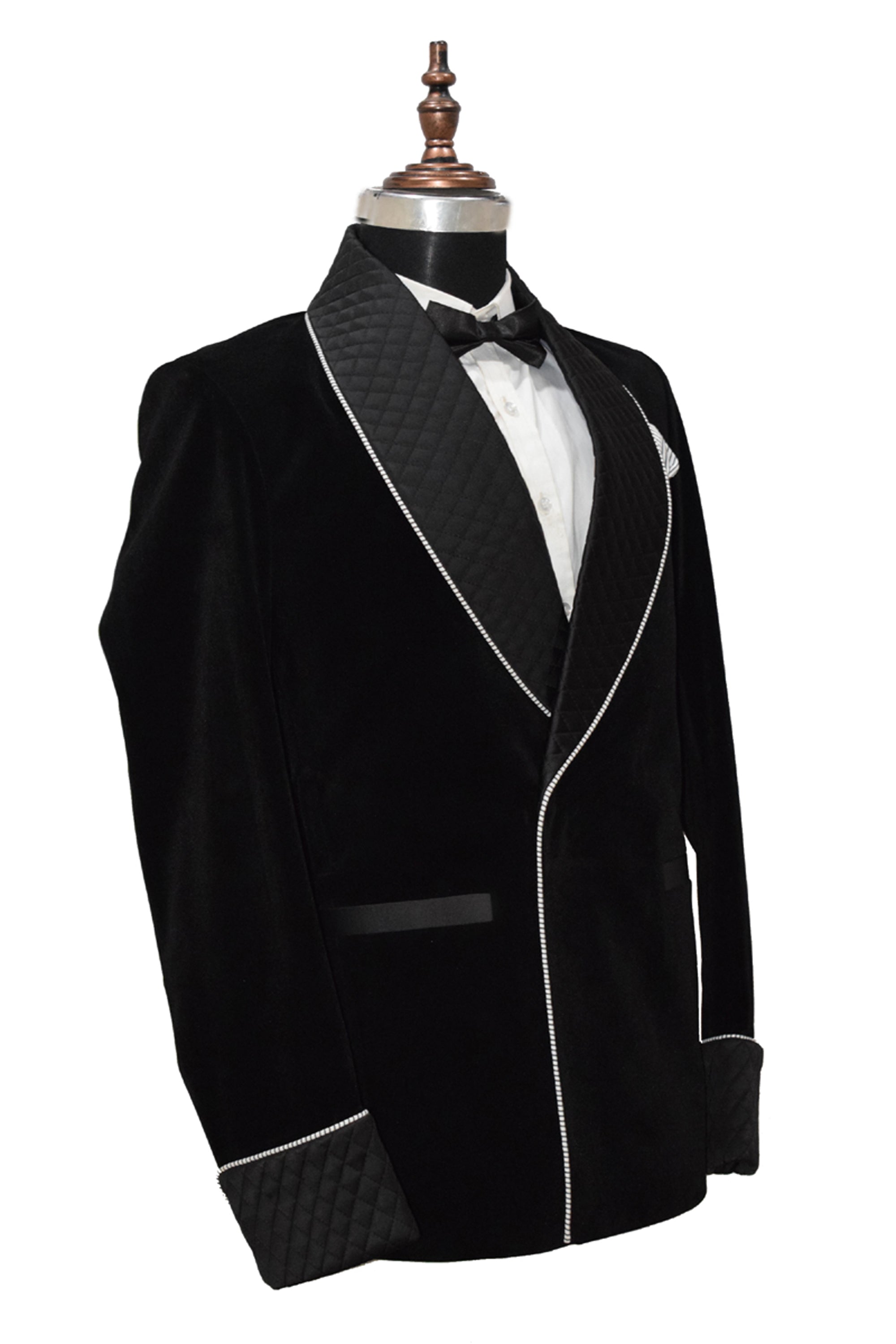 Men Black Velvet Smoking Jacket Classic Style for Refined Gentlemen