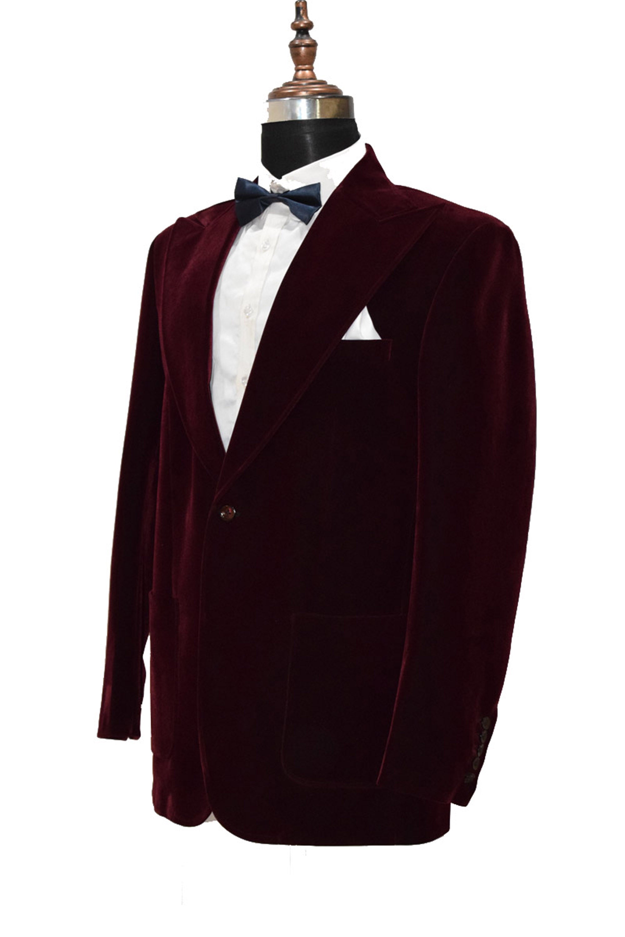 Men Burgundy Smoking Jackets With Button Coat