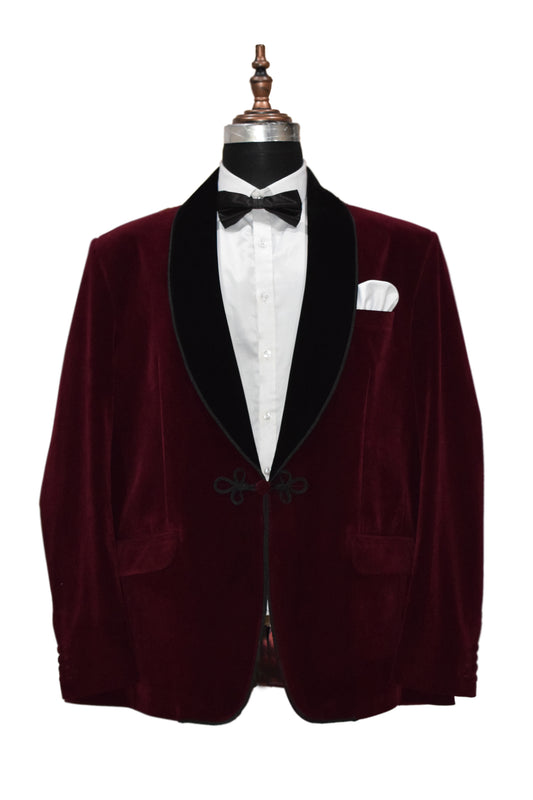 Men Burgundy Smoking Jacket Classic Style for Refined Gentlemen