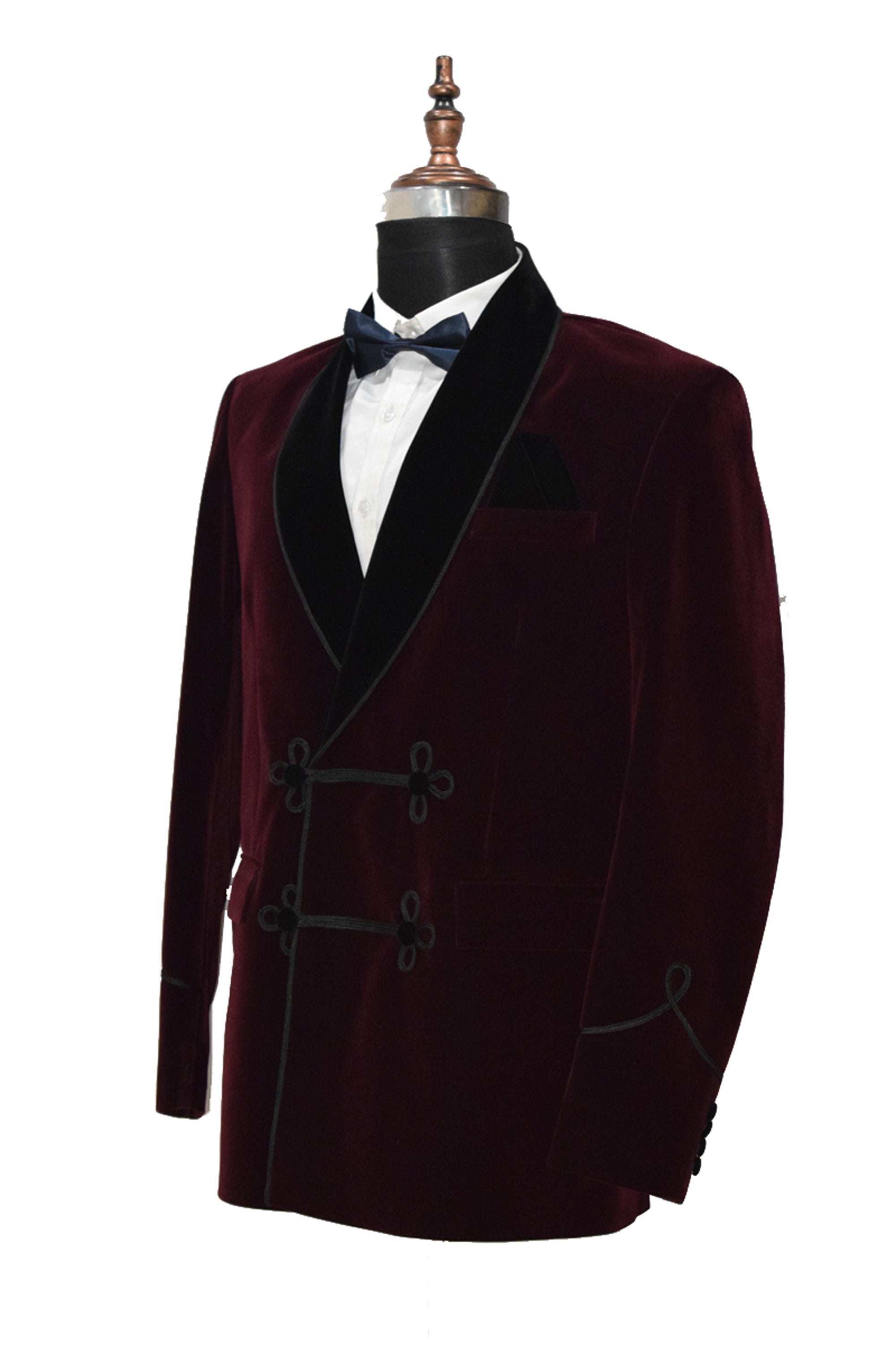 Men Burgundy Smoking Velvet Jacket Refined Elegance Coat Gift for Him 
