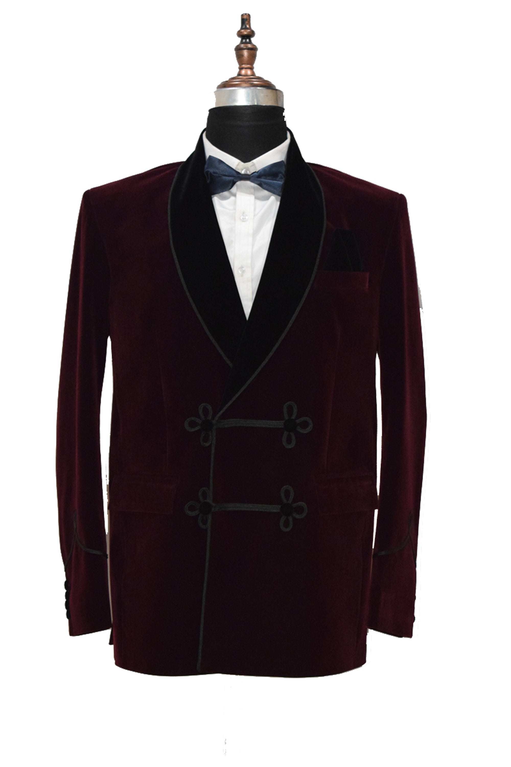Men Burgundy Smoking Velvet Jacket Refined Elegance Coat Gift for Him 