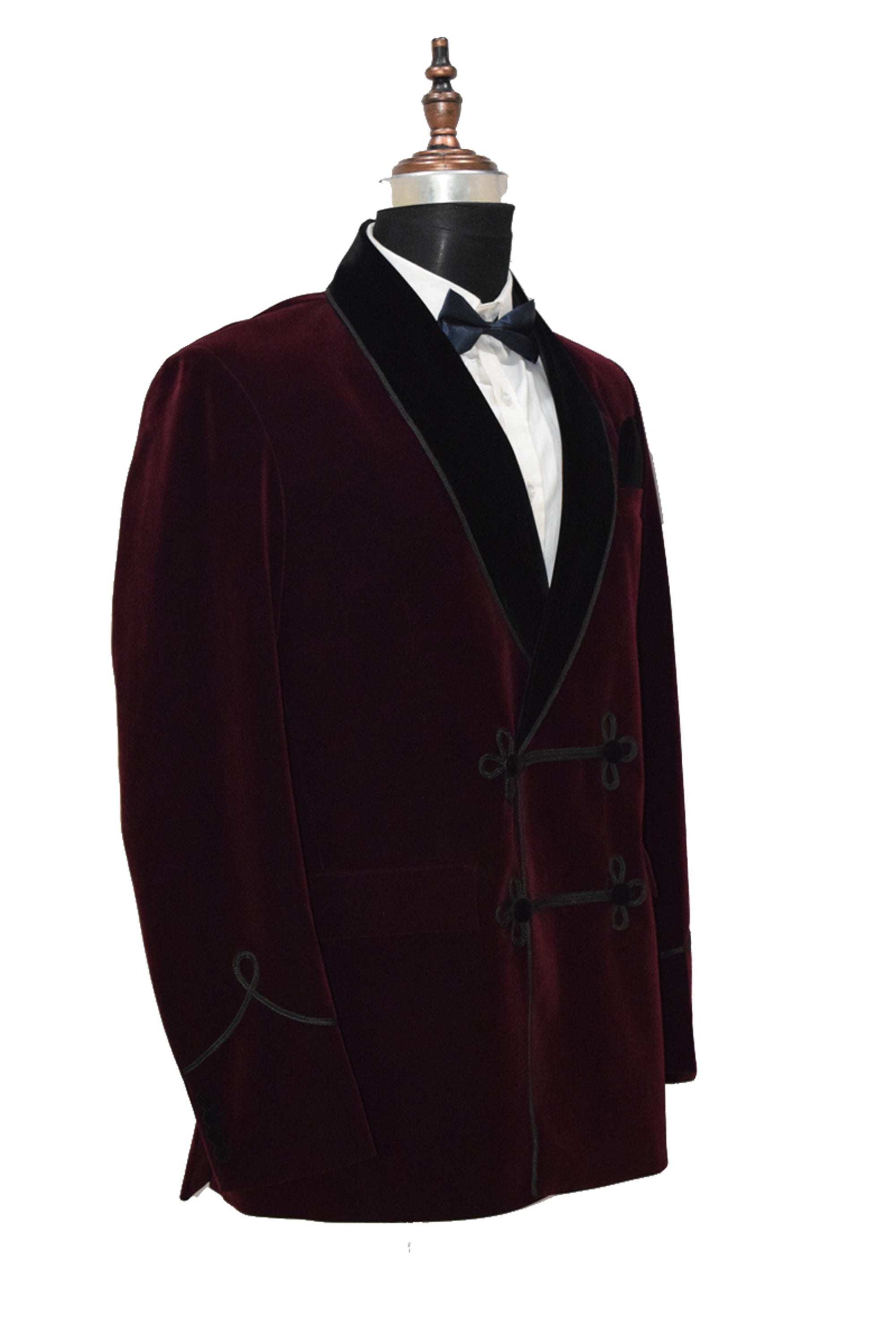 Men Burgundy Smoking Velvet Jacket Refined Elegance Coat Gift for Him 