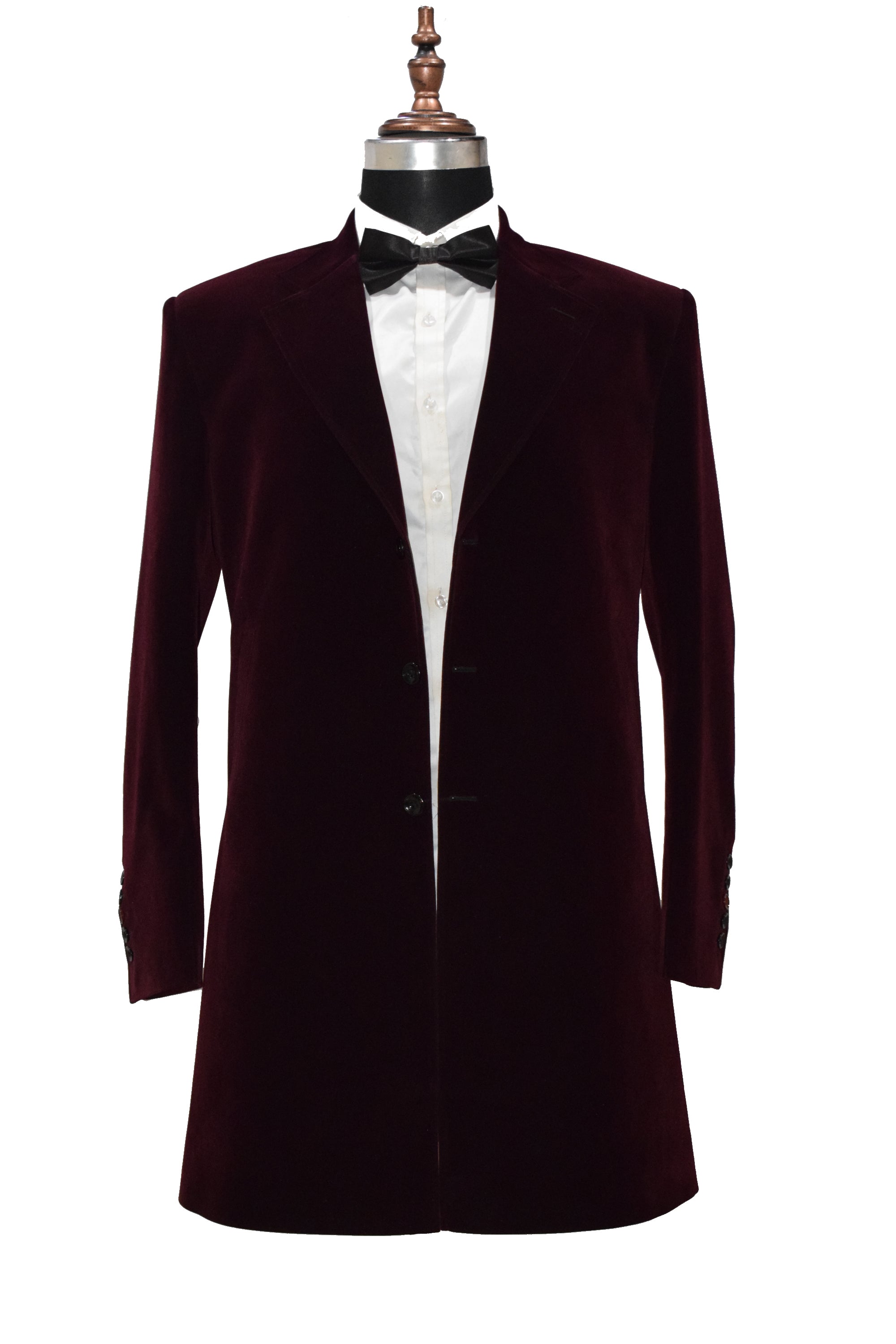 Men Burgundy Long Coat Luxurious and Warm Outerwear