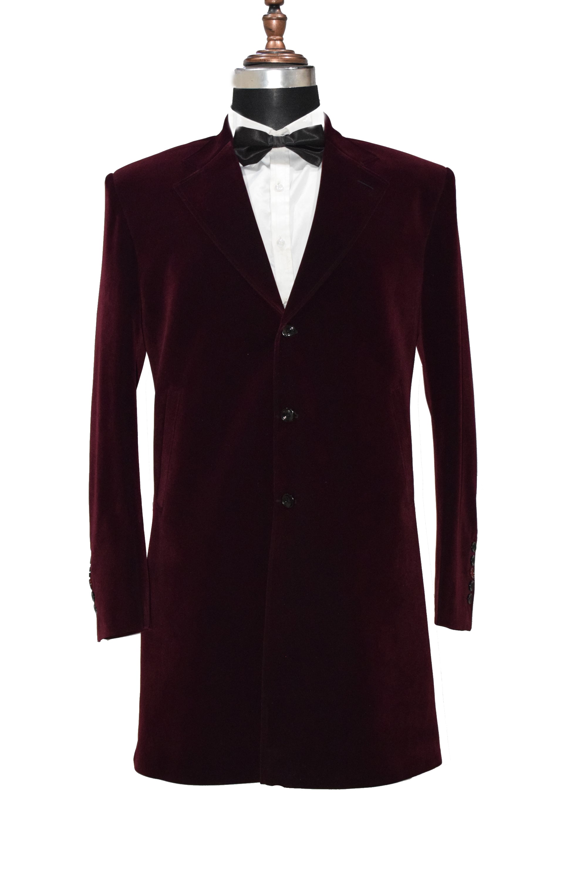 Men Burgundy Long Coat Luxurious and Warm Outerwear