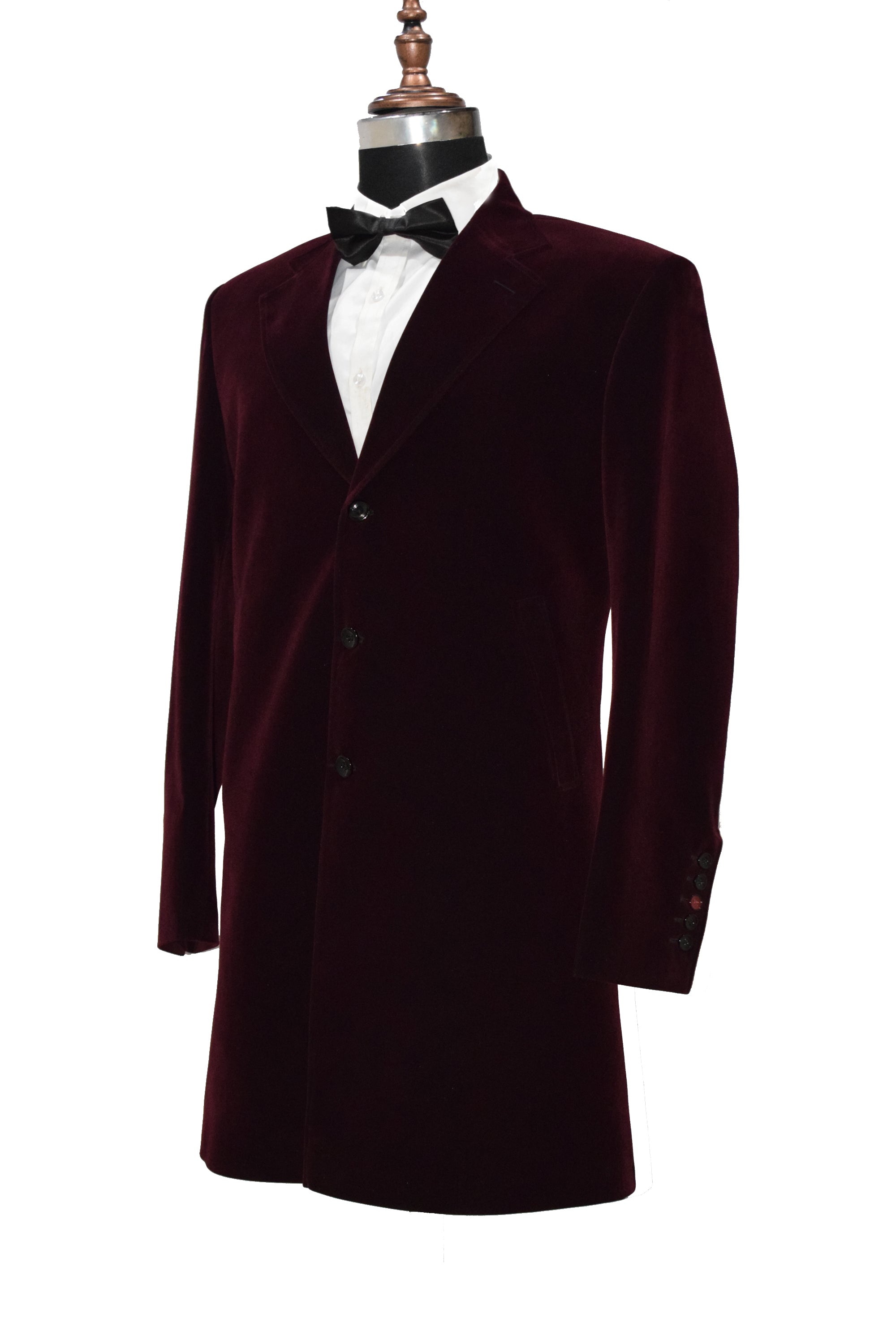Men Burgundy Long Coat Luxurious and Warm Outerwear
