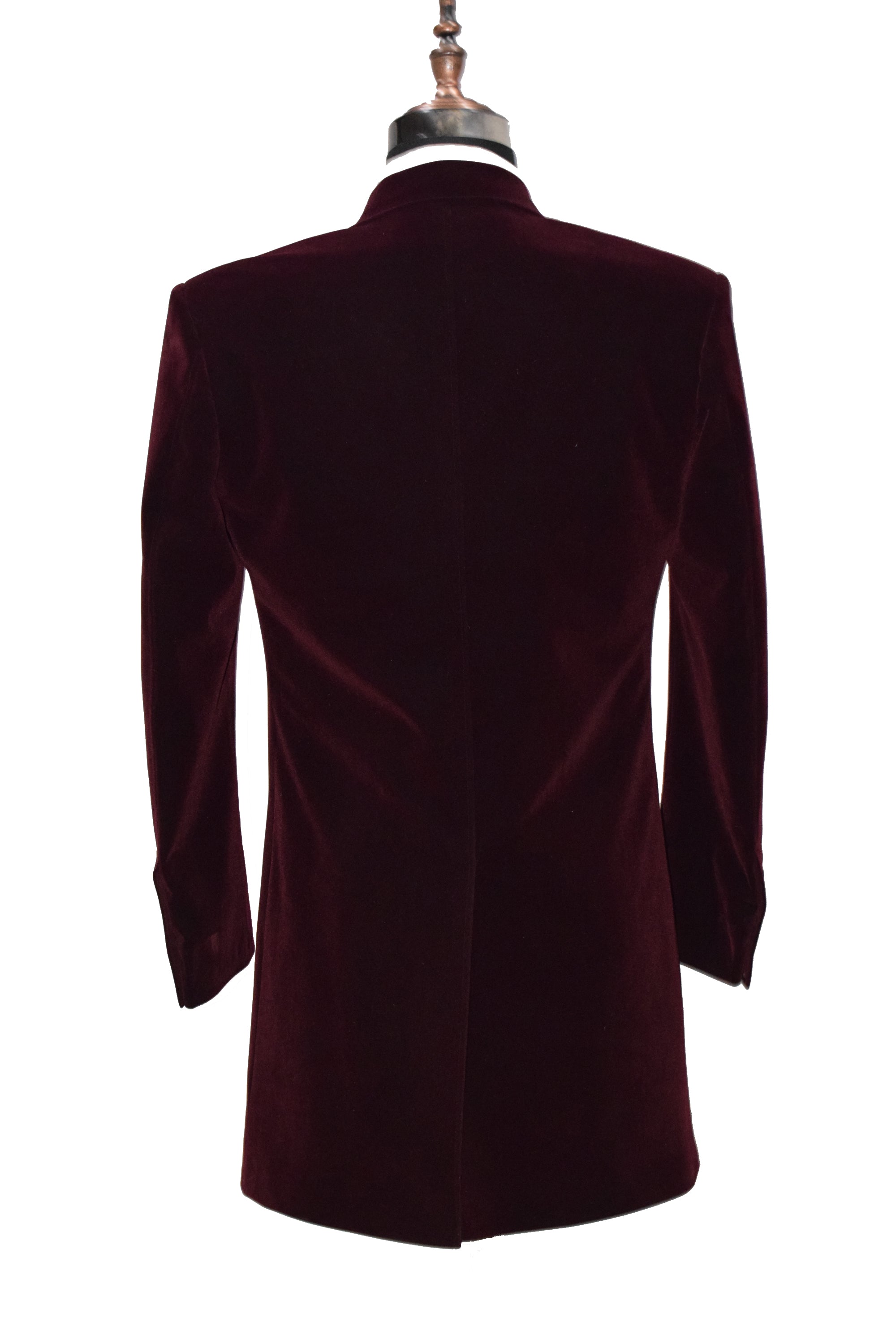 Men Burgundy Long Coat Luxurious and Warm Outerwear