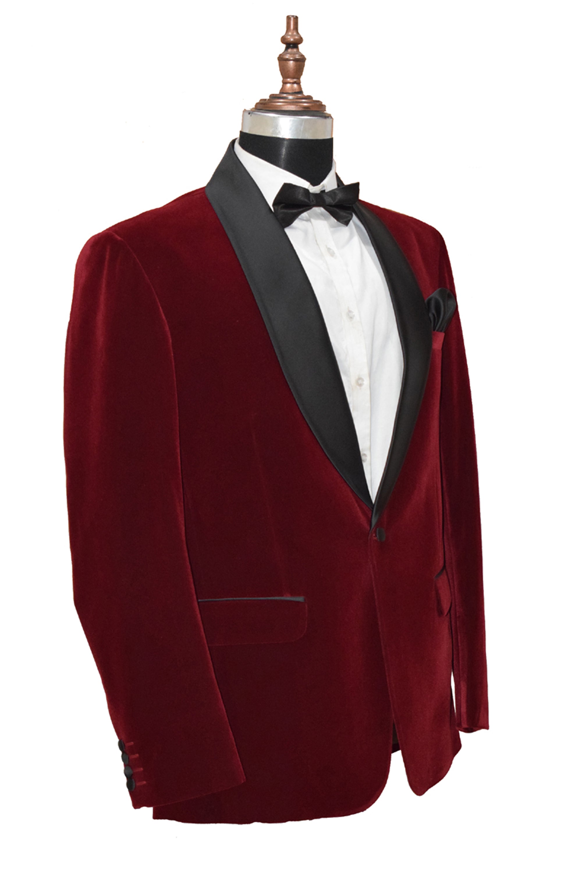Men Maroon Velvet Smoking Jacket Classic Style for  Evening Party Wear