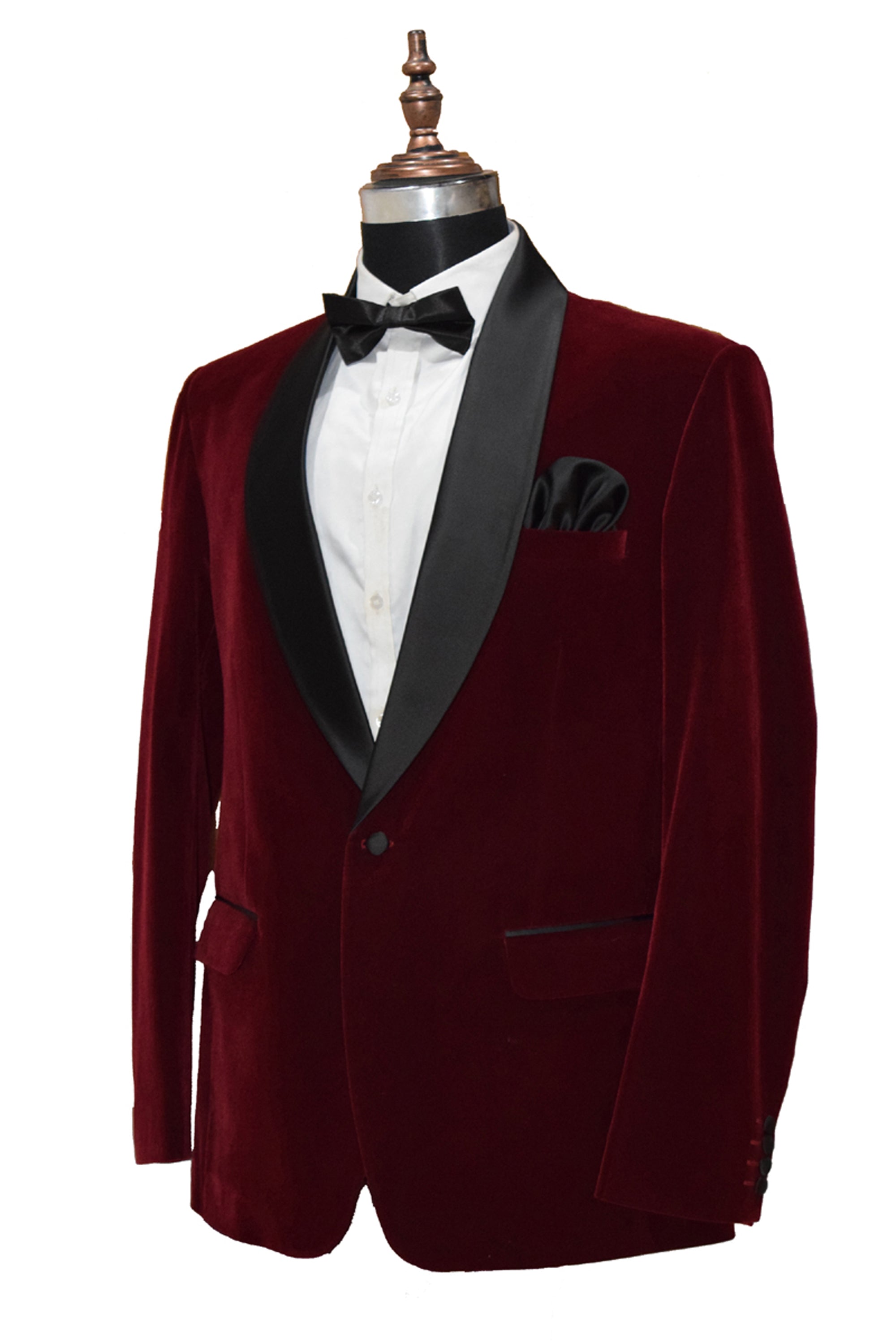 Men Maroon Velvet Smoking Jacket Classic Style for  Evening Party Wear