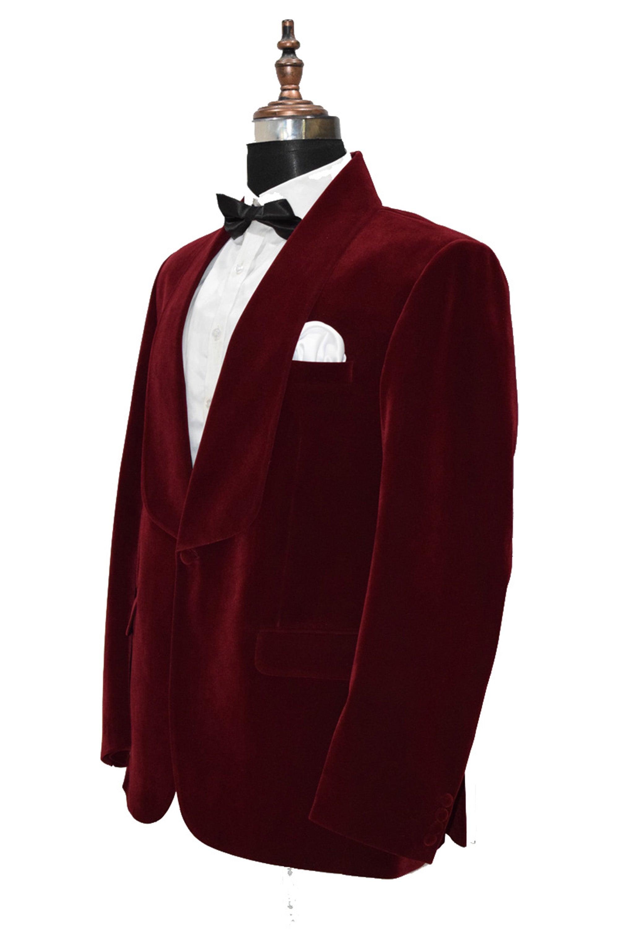 Men Maroon Velvet Smoking Jacket Classic Style for Timeless Evening Wear