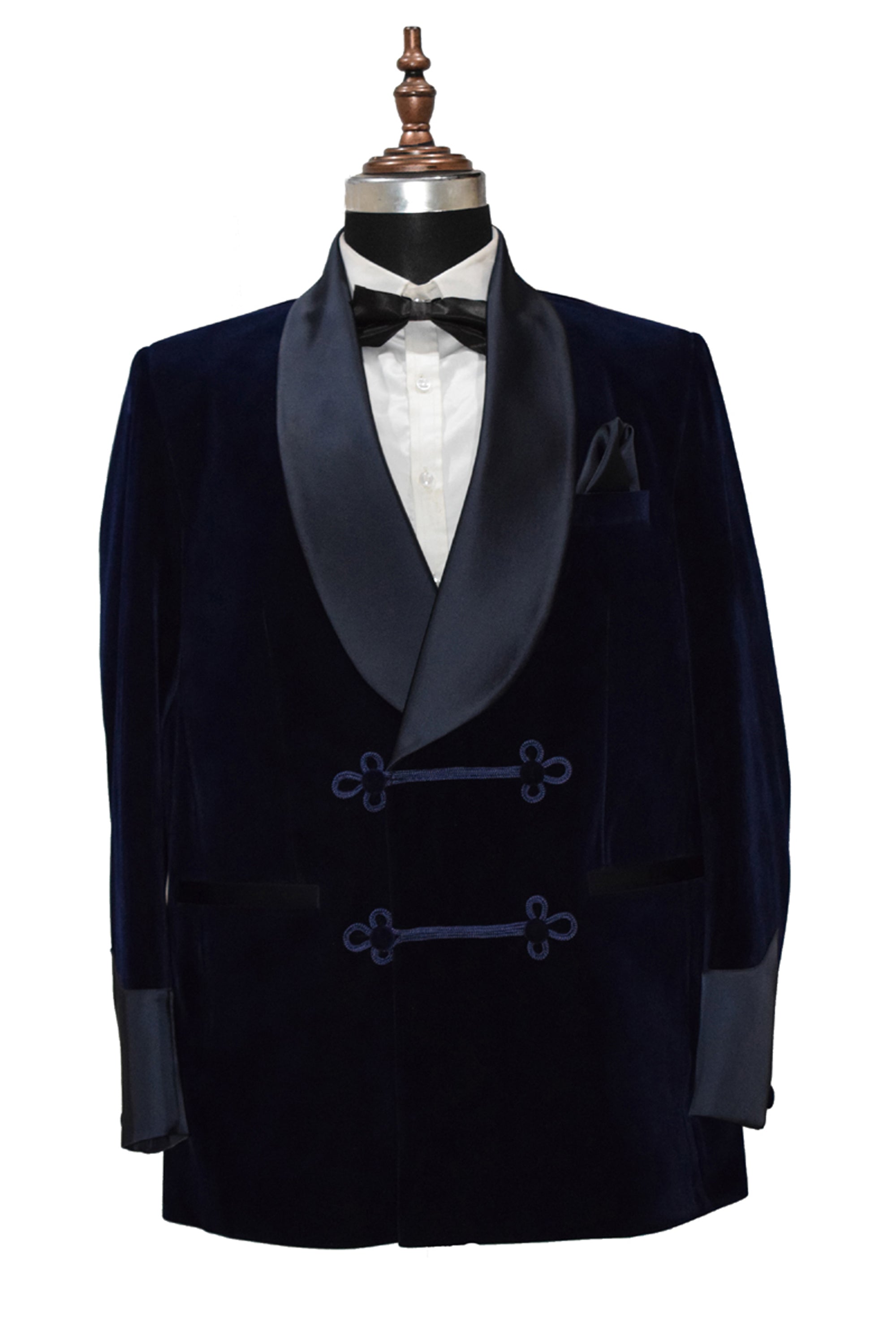 Men Navy Blue Velvet Smoking Jacket Classic Style for Timeless Evening Wear
