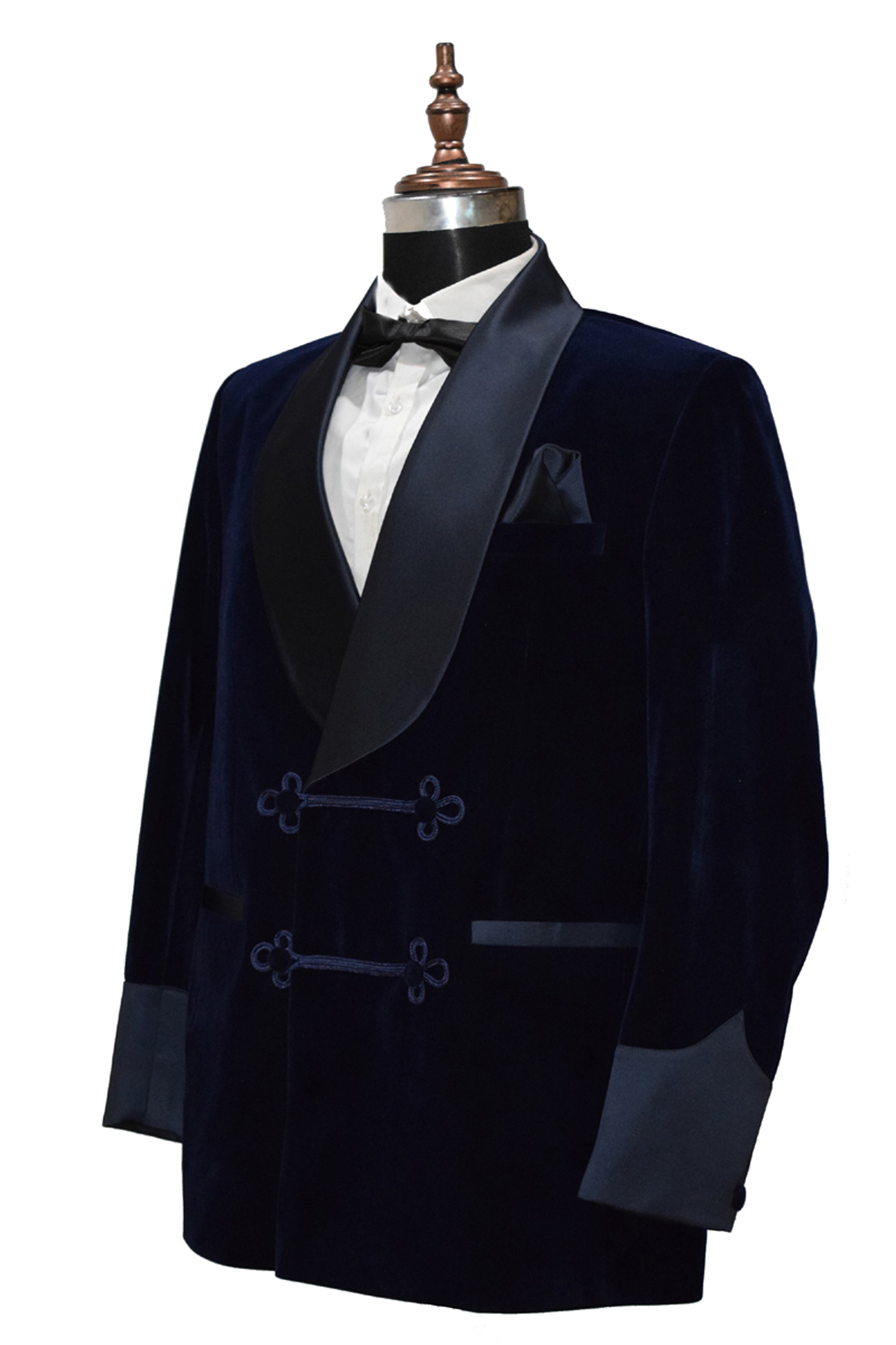 Men Navy Blue Velvet Smoking Jacket Classic Style for Timeless Evening Wear