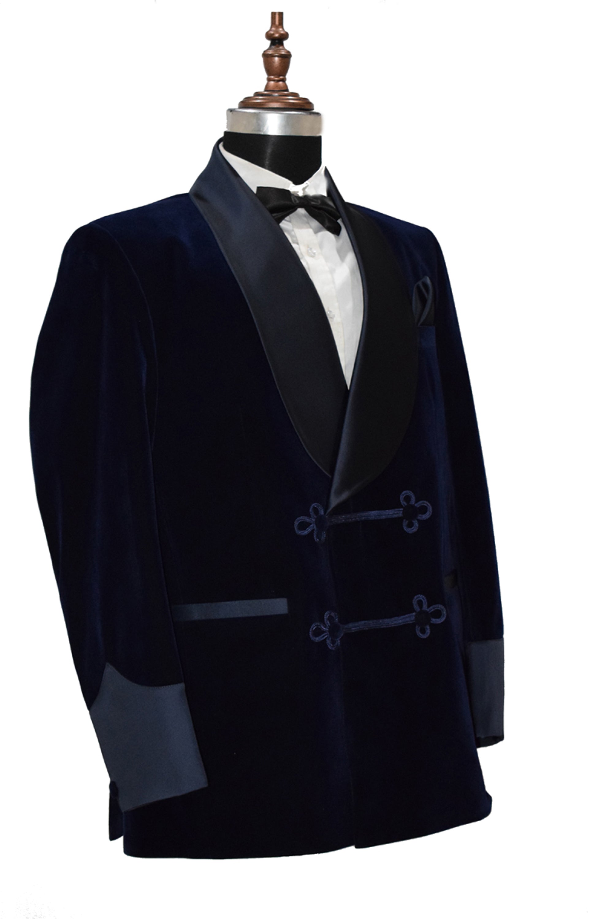 Men Navy Blue Velvet Smoking Jacket Classic Style for Timeless Evening Wear