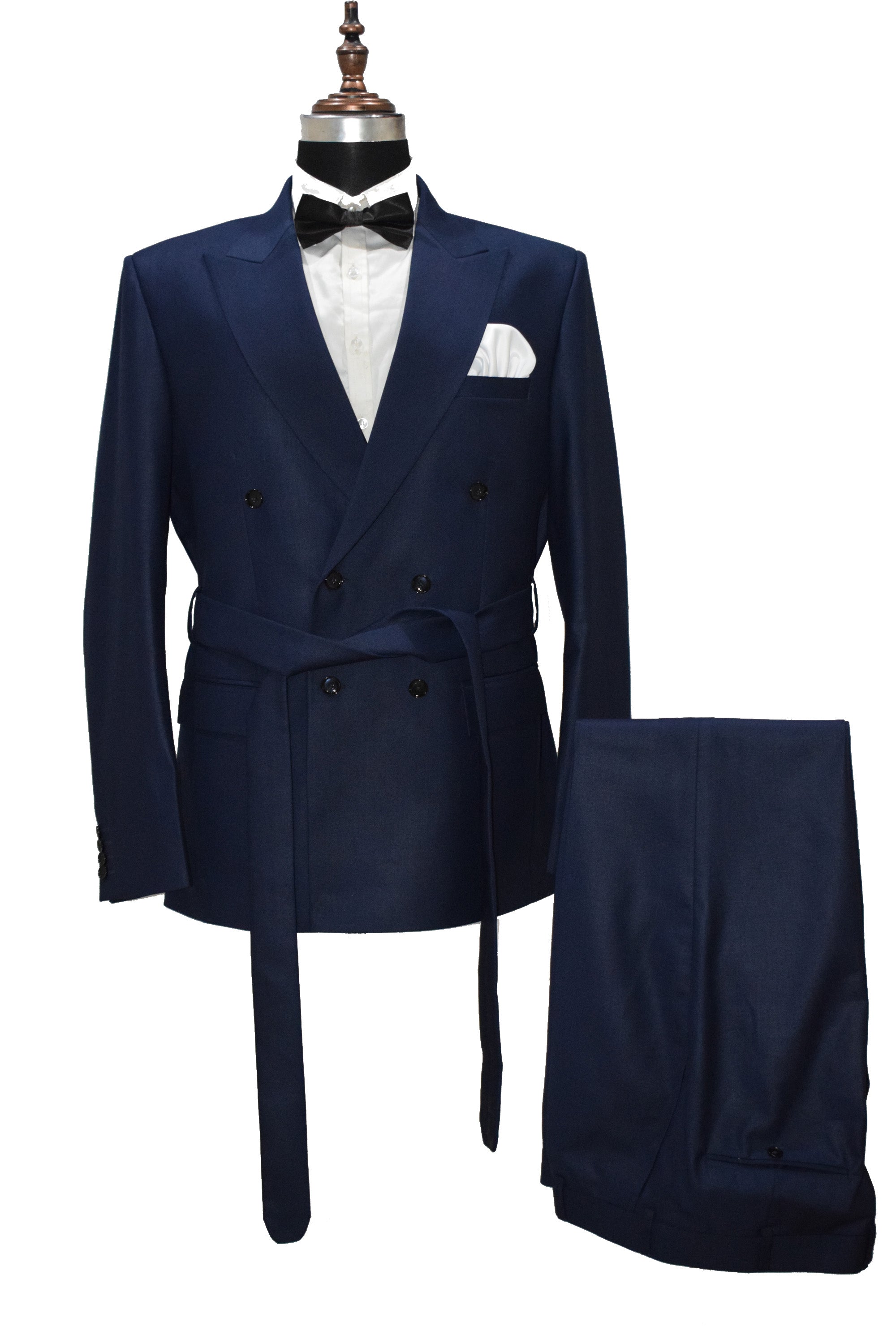 Men Navy Blue Perfect for Formal Occasions Party Wear Belt Suits