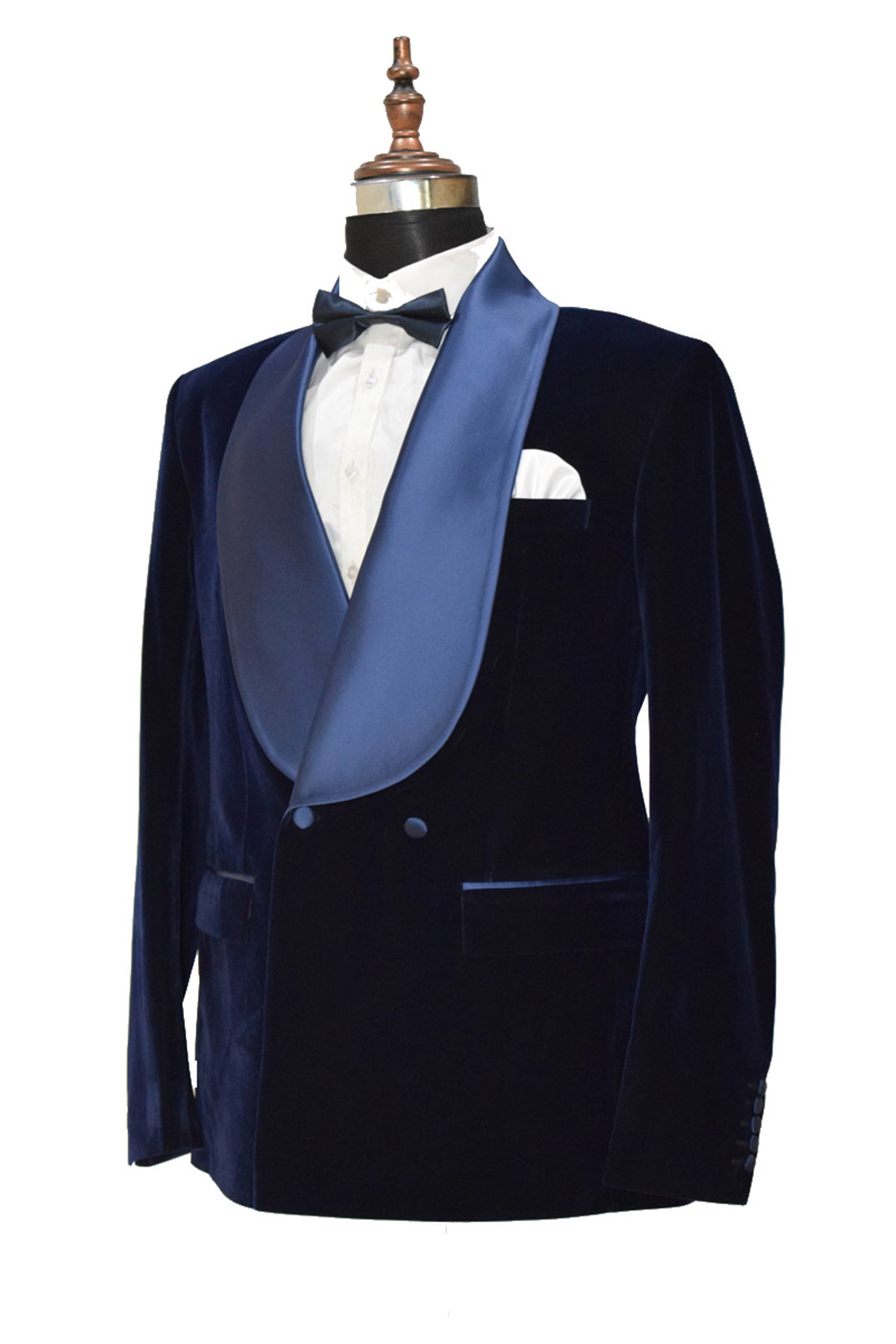 Men Navy Blue Velvet Smoking Jacket Classic Style for Timeless Evening Wear