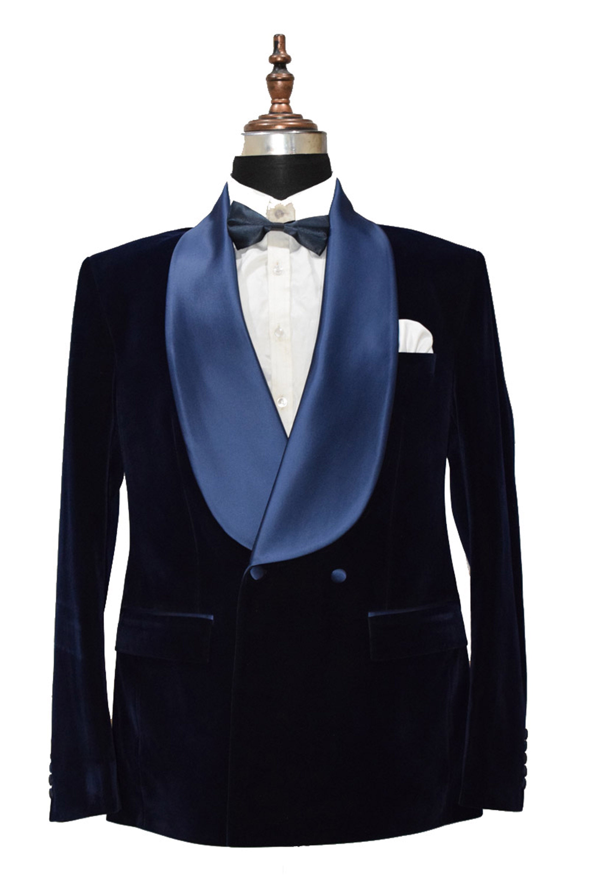 Men Navy Blue Velvet Smoking Jacket Classic Style for Timeless Evening Wear