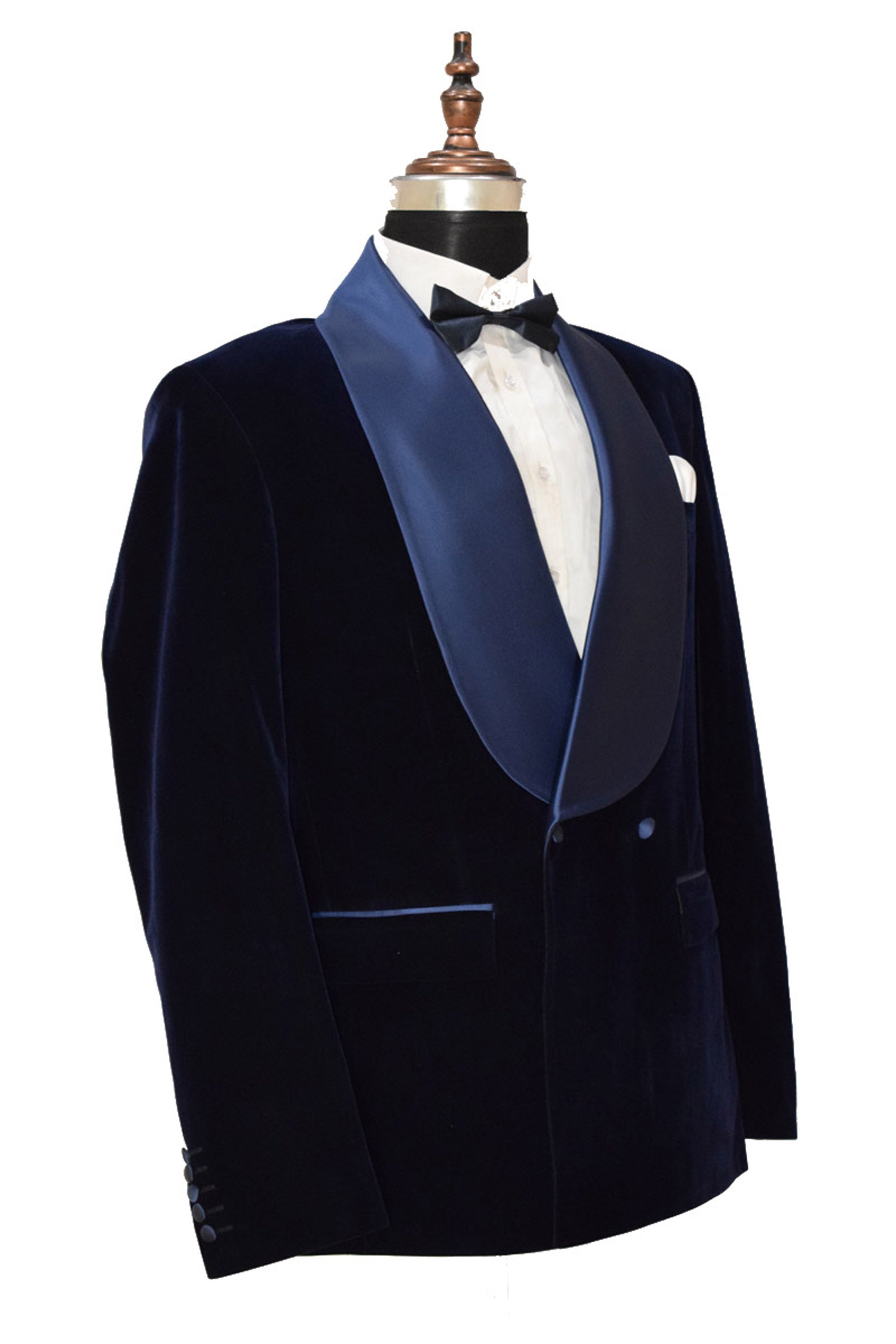 Men Navy Blue Velvet Smoking Jacket Classic Style for Timeless Evening Wear