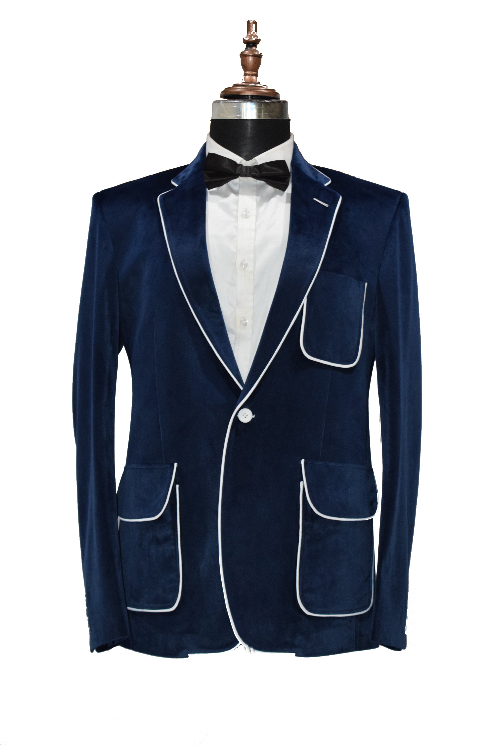Men Navy Blue Velvet Smoking Jacket Classic Style for Timeless Evening Wear