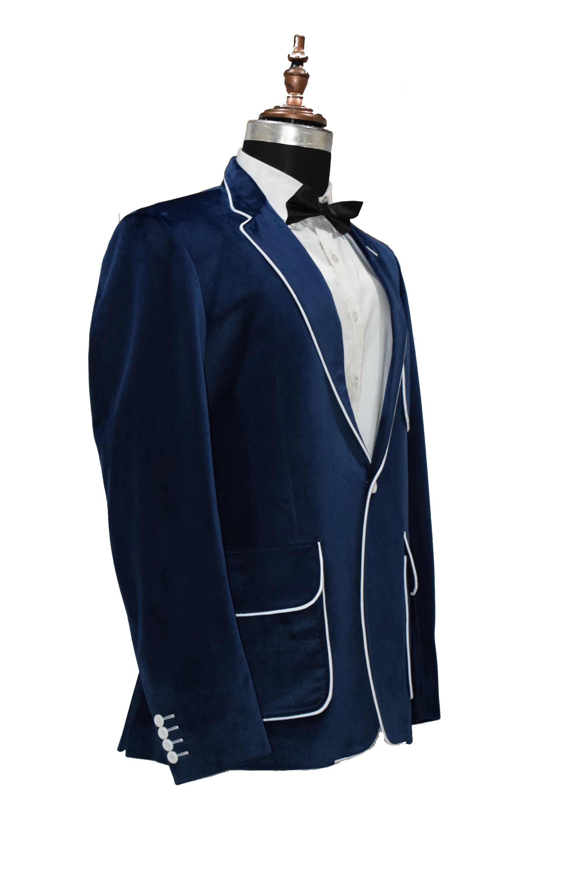 Men Navy Blue Velvet Smoking Jacket Classic Style for Timeless Evening Wear