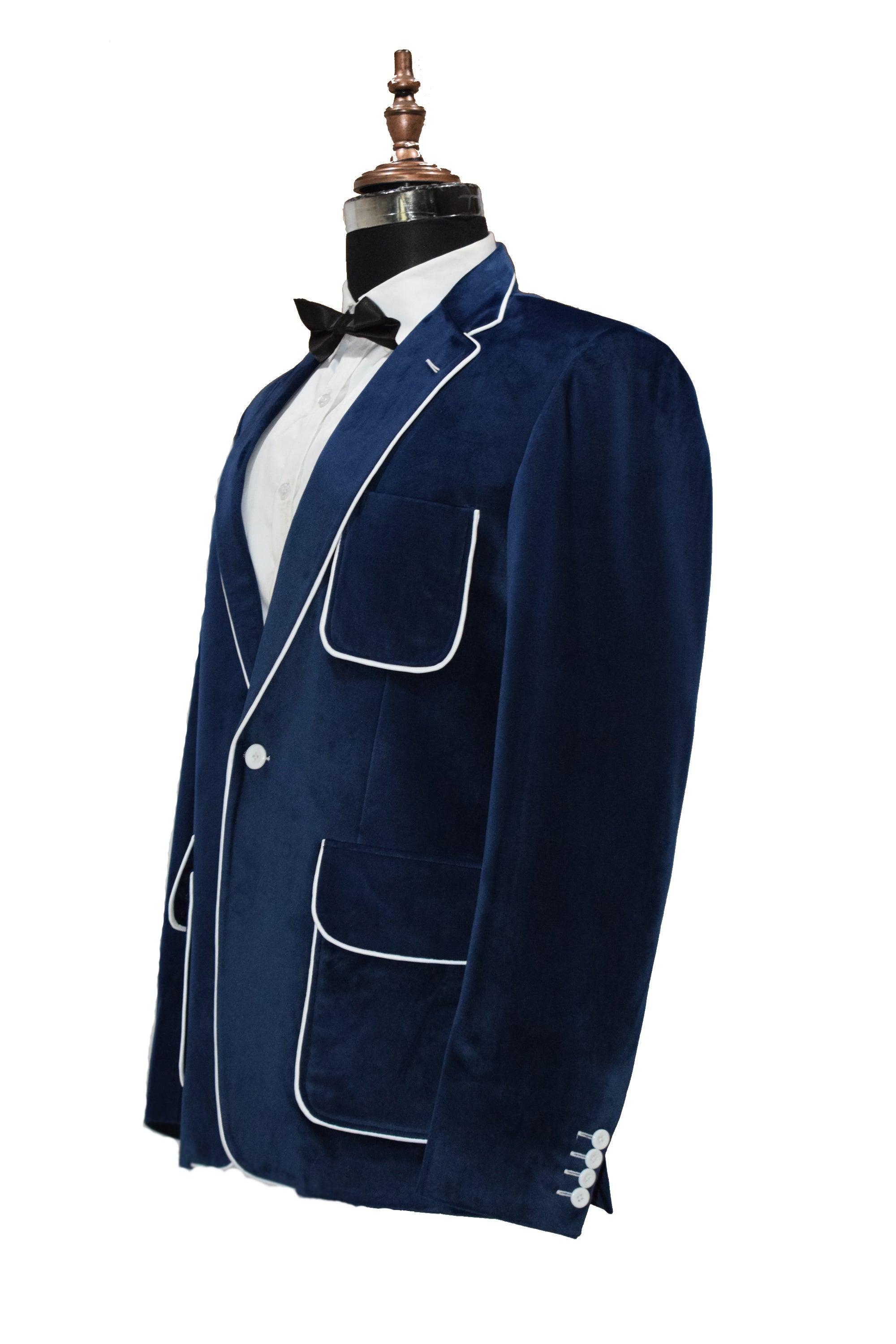 Men Navy Blue Velvet Smoking Jacket Classic Style for Timeless Evening Wear