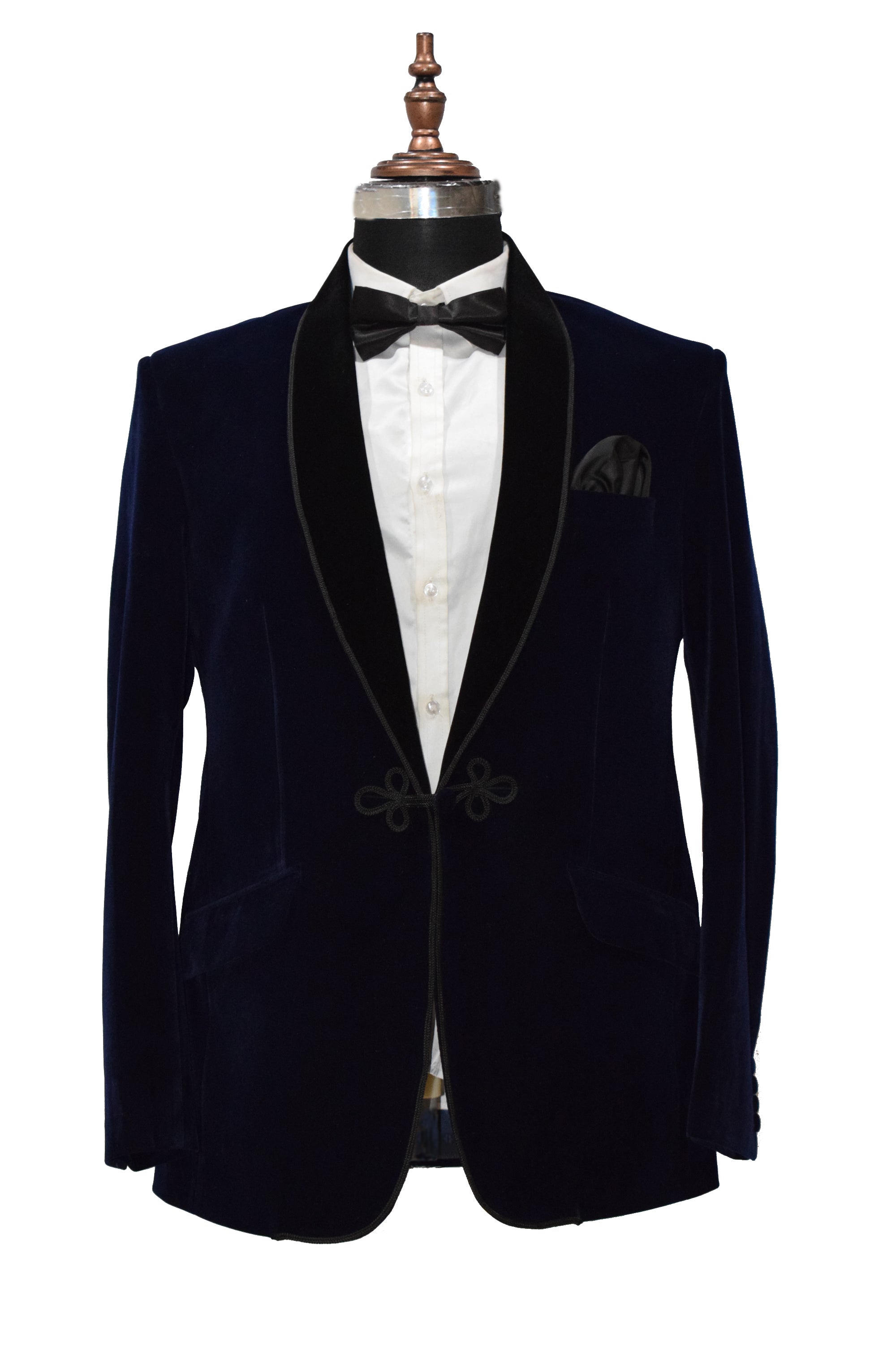 Men Navy Blue Velvet Smoking Jacket Classic Style for Timeless Evening Wear