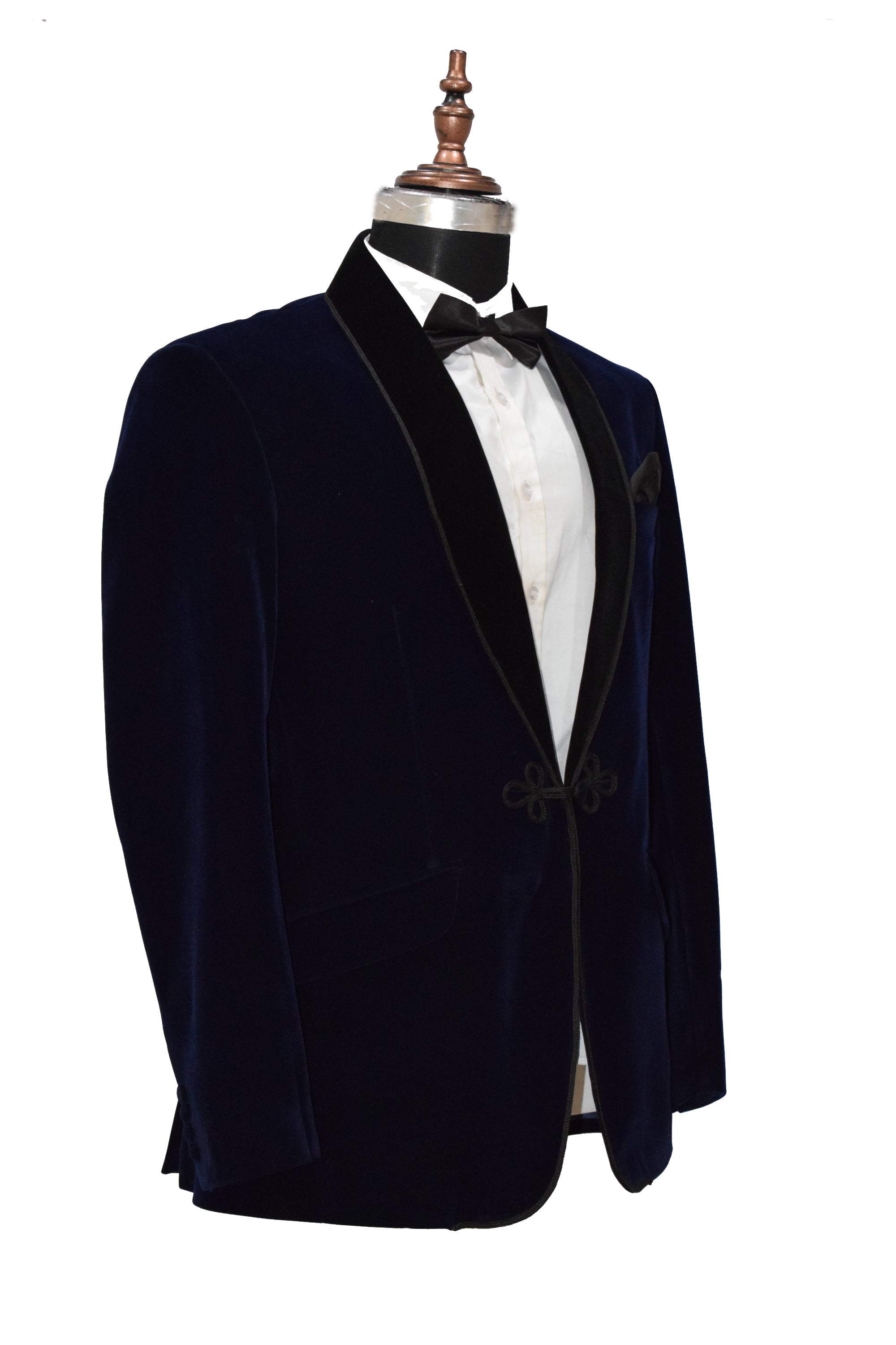 Men Navy Blue Velvet Smoking Jacket Classic Style for Timeless Evening Wear