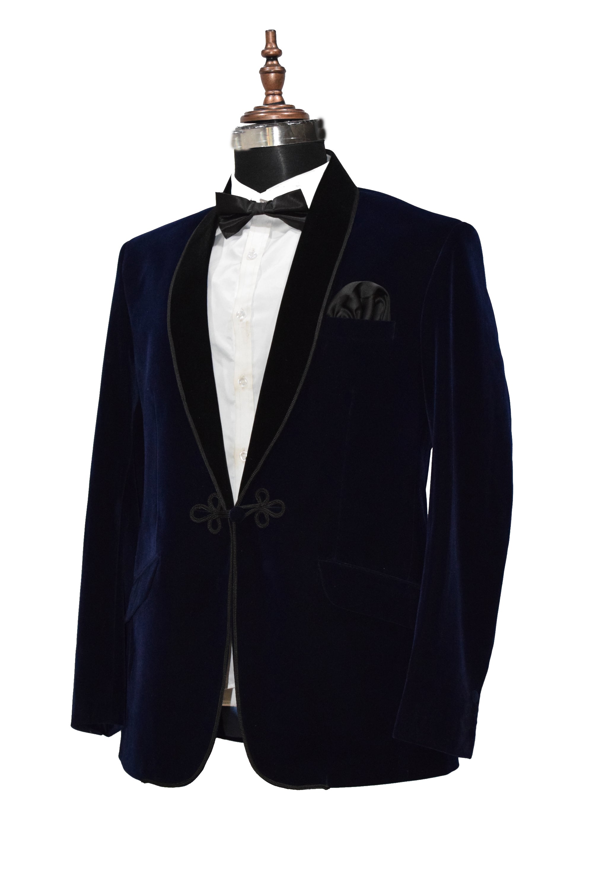 Men Navy Blue Velvet Smoking Jacket Classic Style for Timeless Evening Wear