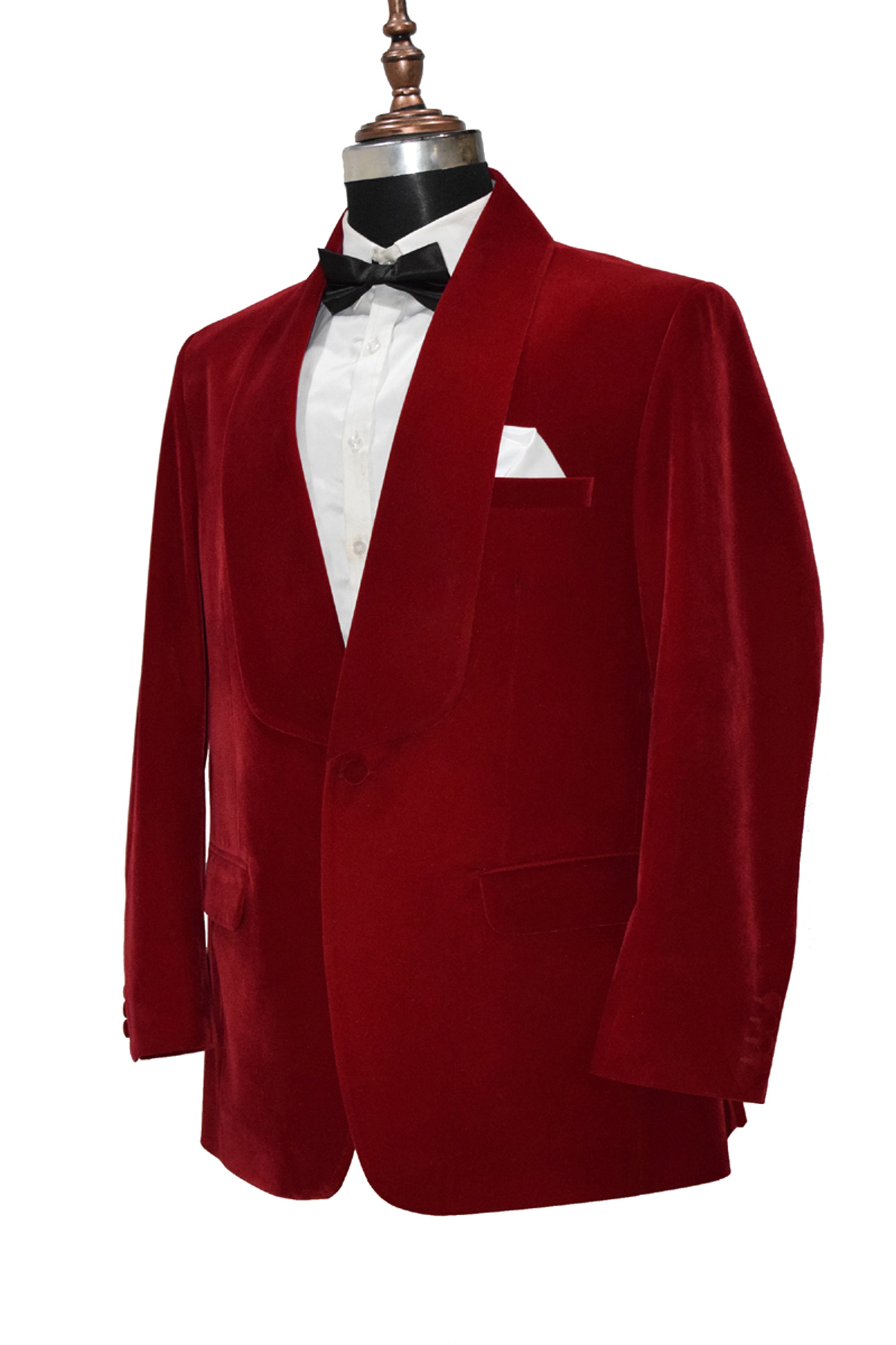 Men Red Velvet Smoking Jacket Classic Style for Timeless Evening Wear