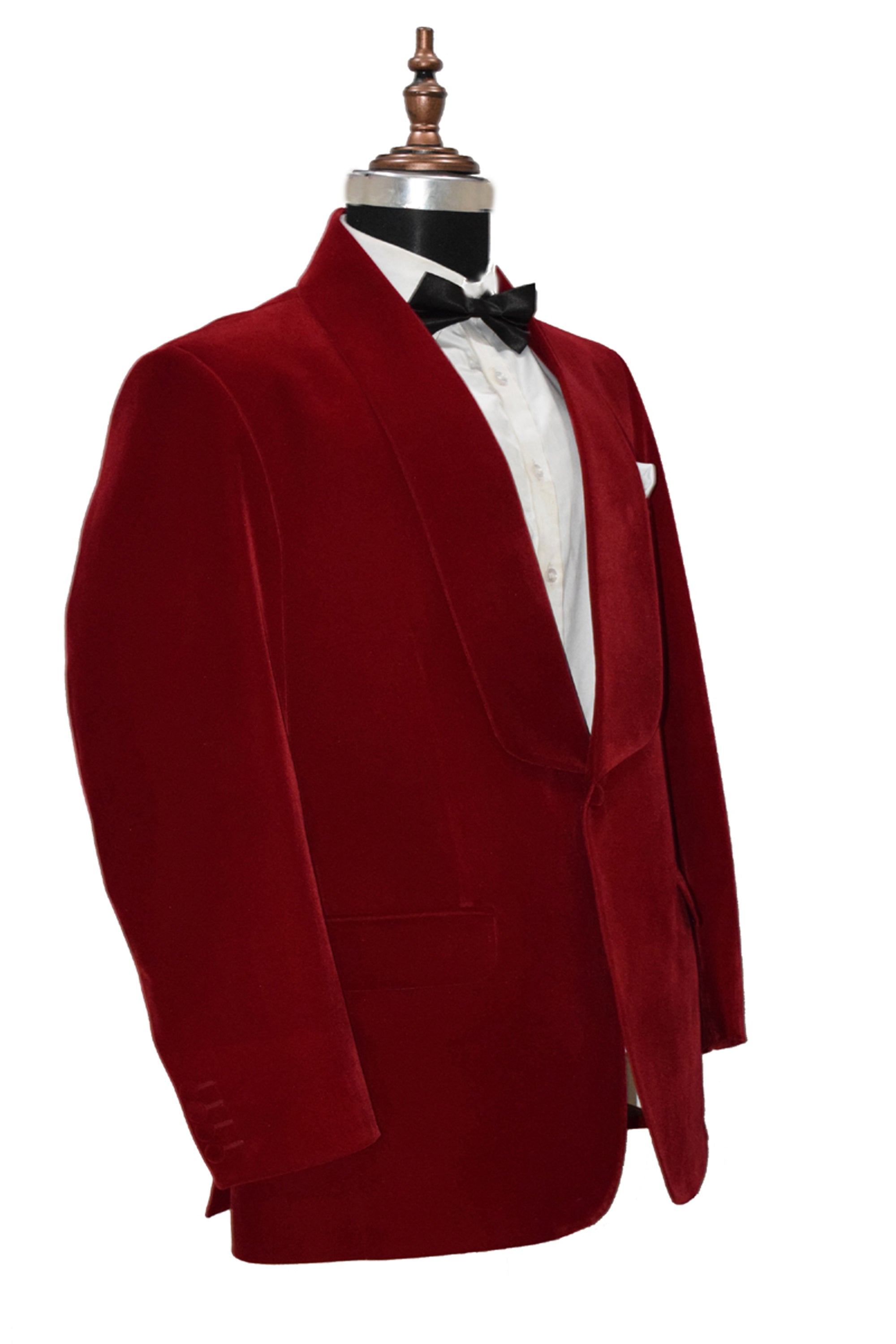 Men Red Velvet Smoking Jacket Classic Style for Timeless Evening Wear