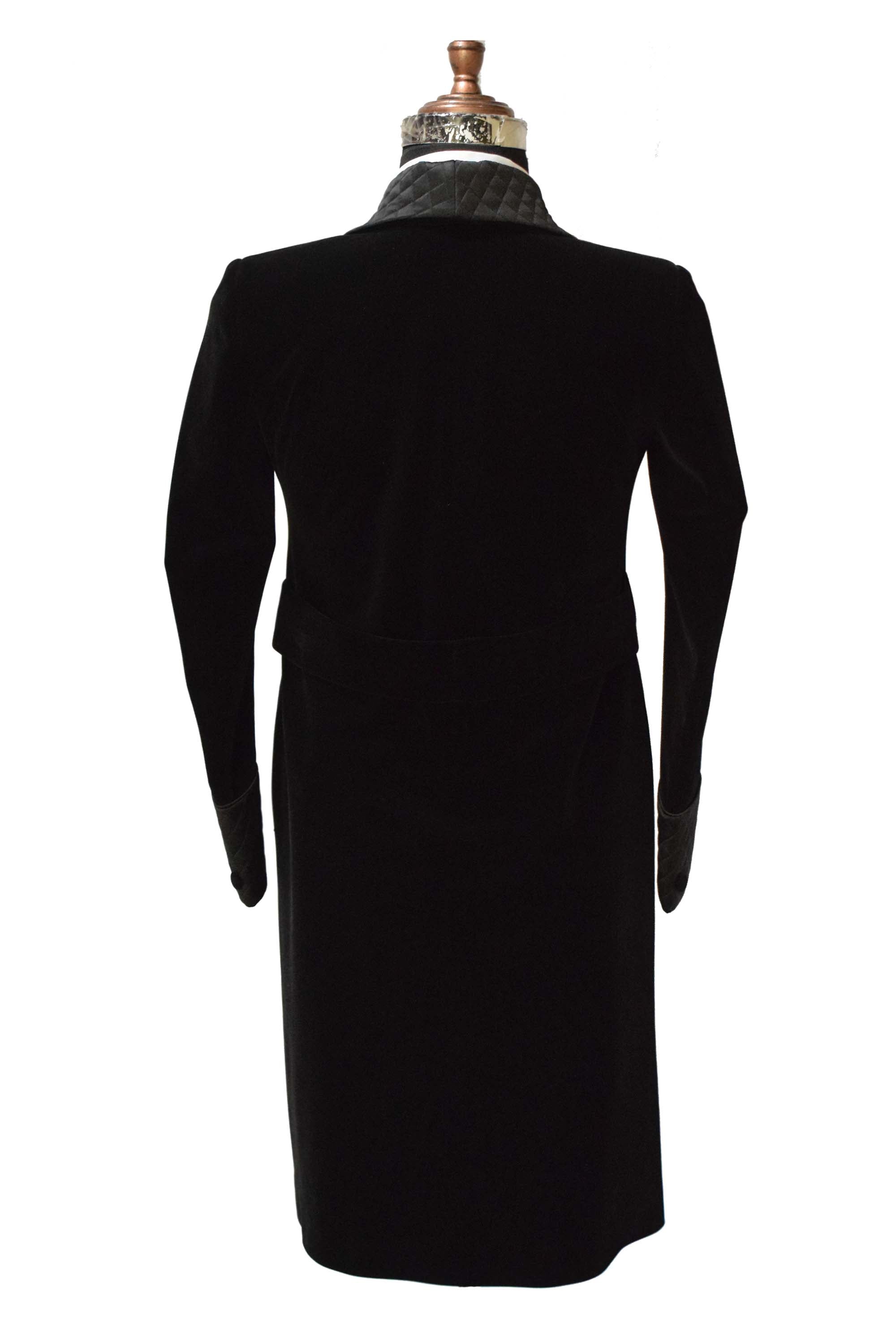 Women Black Smoking Jacket Long Robe
